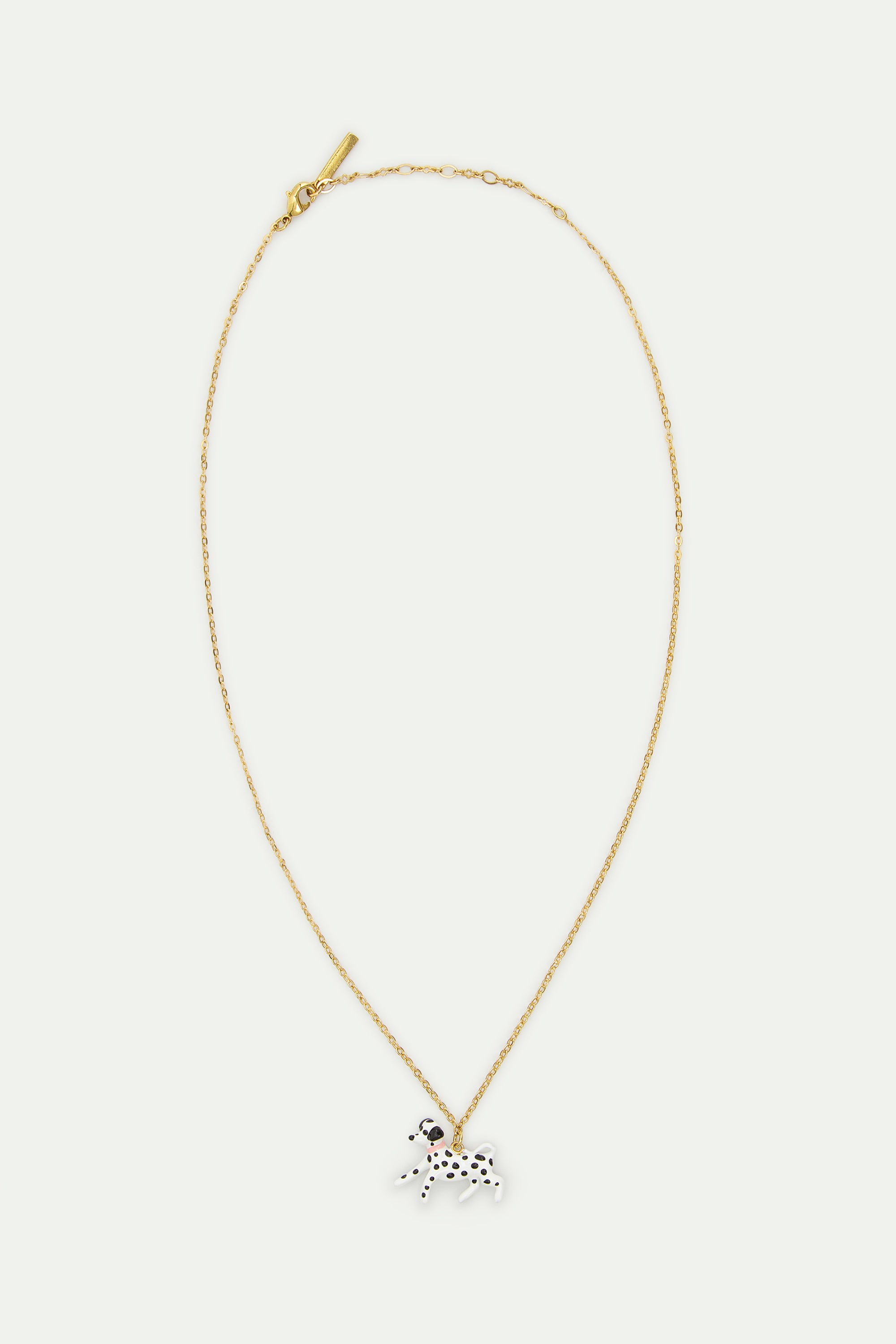 Black and white dalmatian pendant necklace