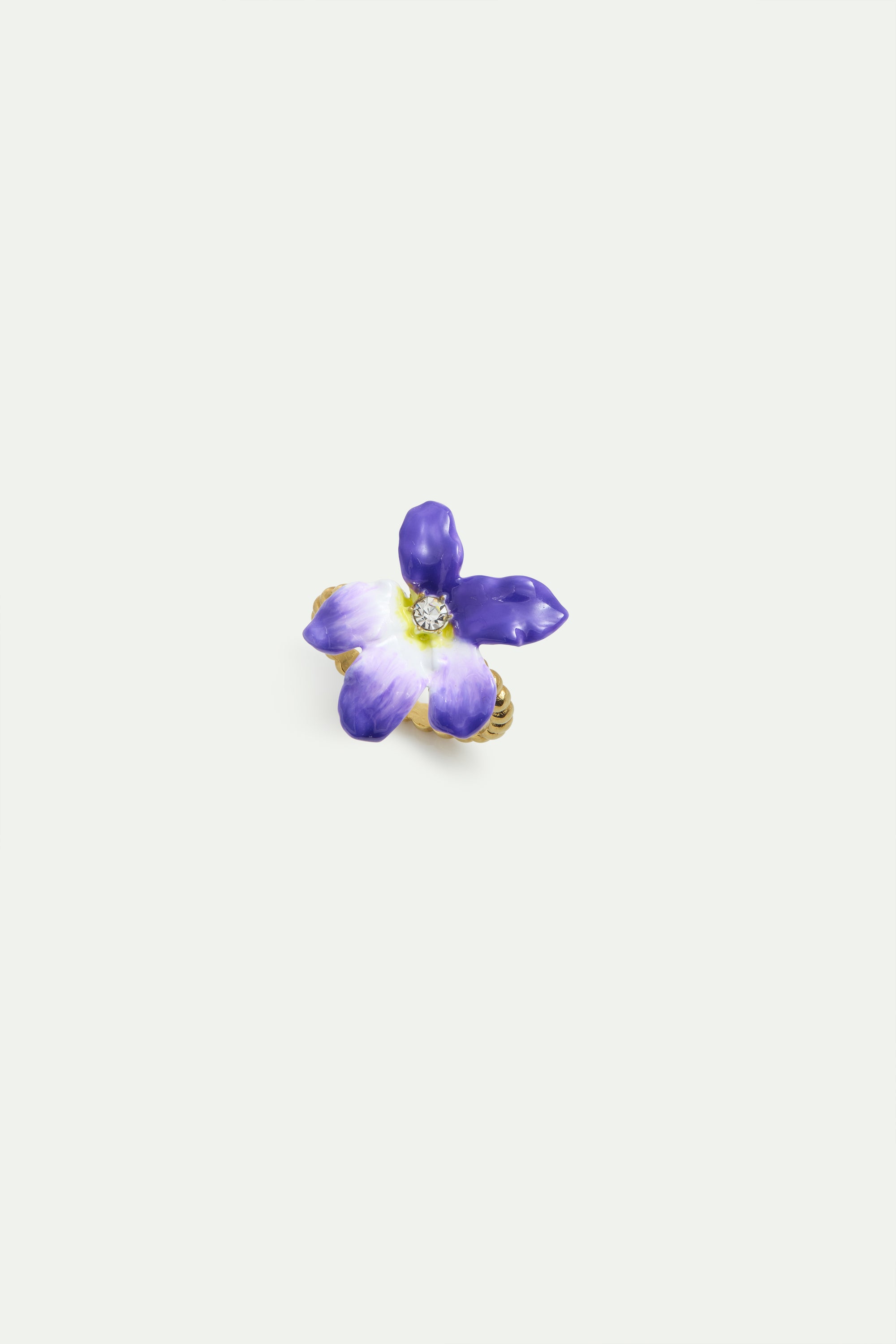 Bague ajustable grande violette et cristal facetté