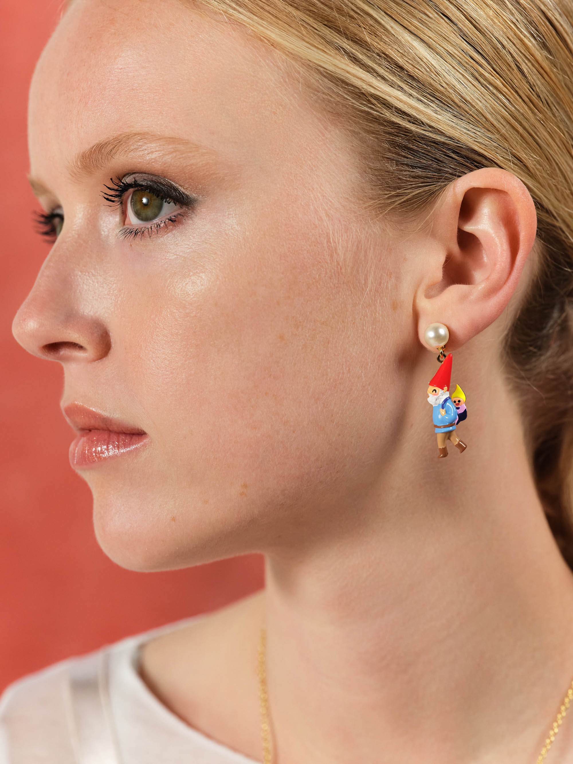 Hiking Garden gnome family clip-on earrings