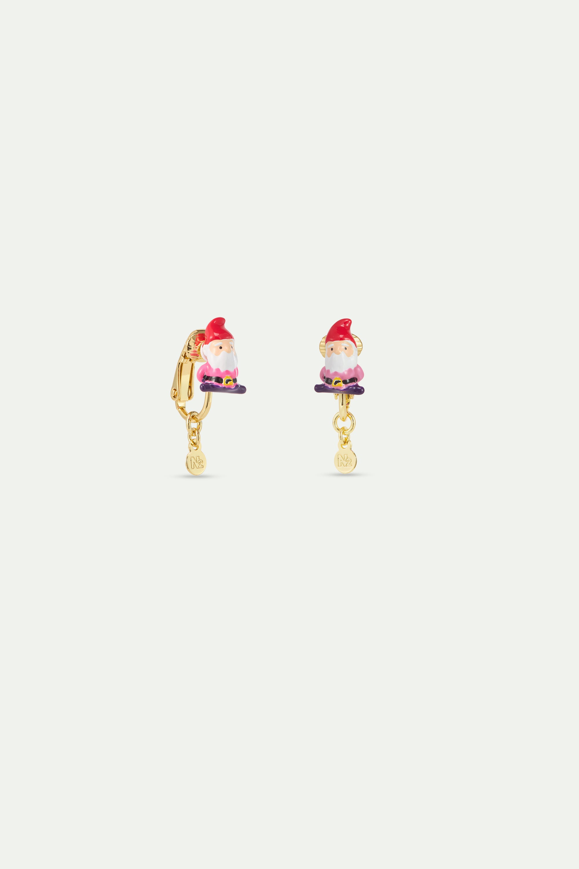 Boucles d'oreilles asymétriques nains rose et violet