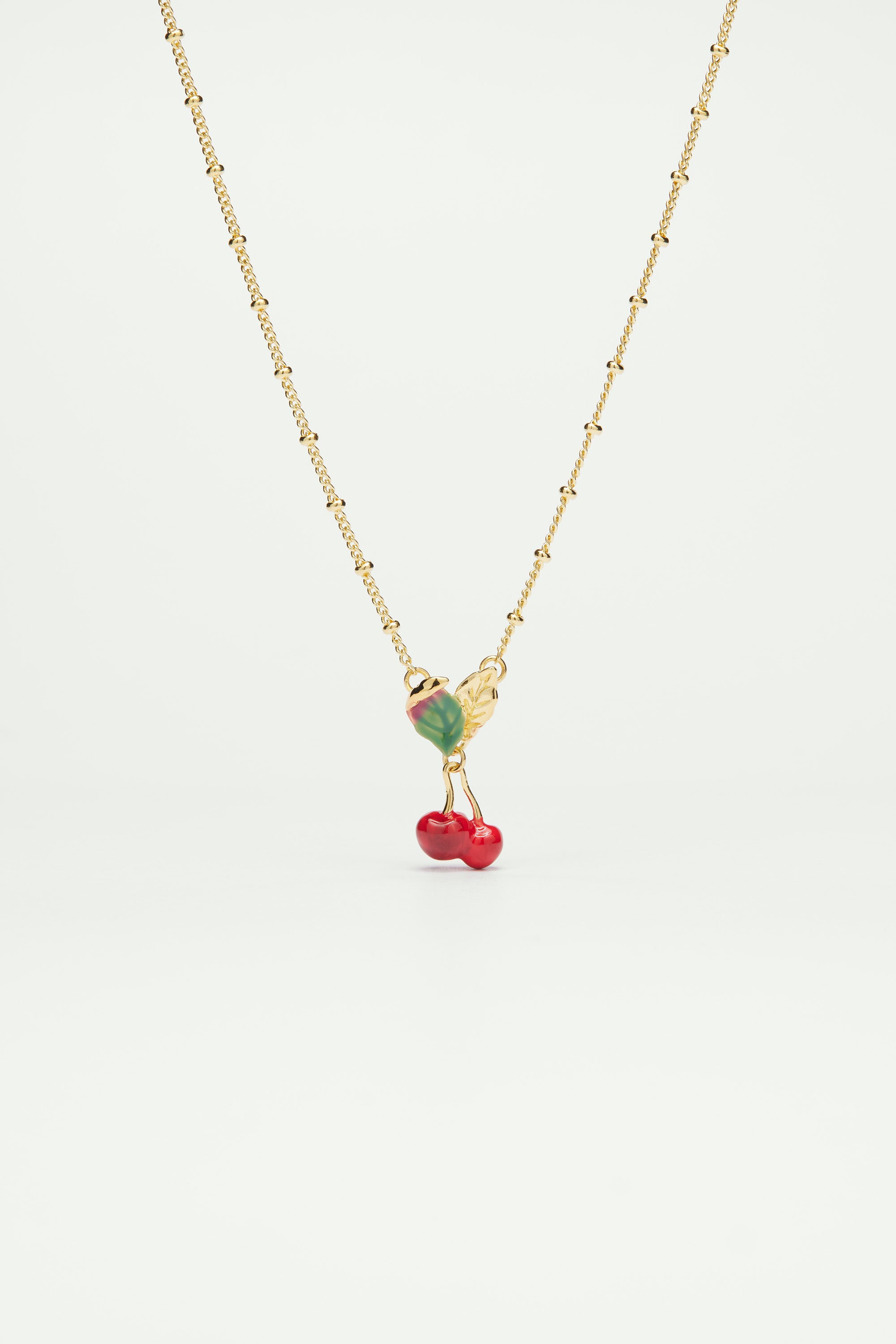 Collar pendiente Cerezas y Hojas
