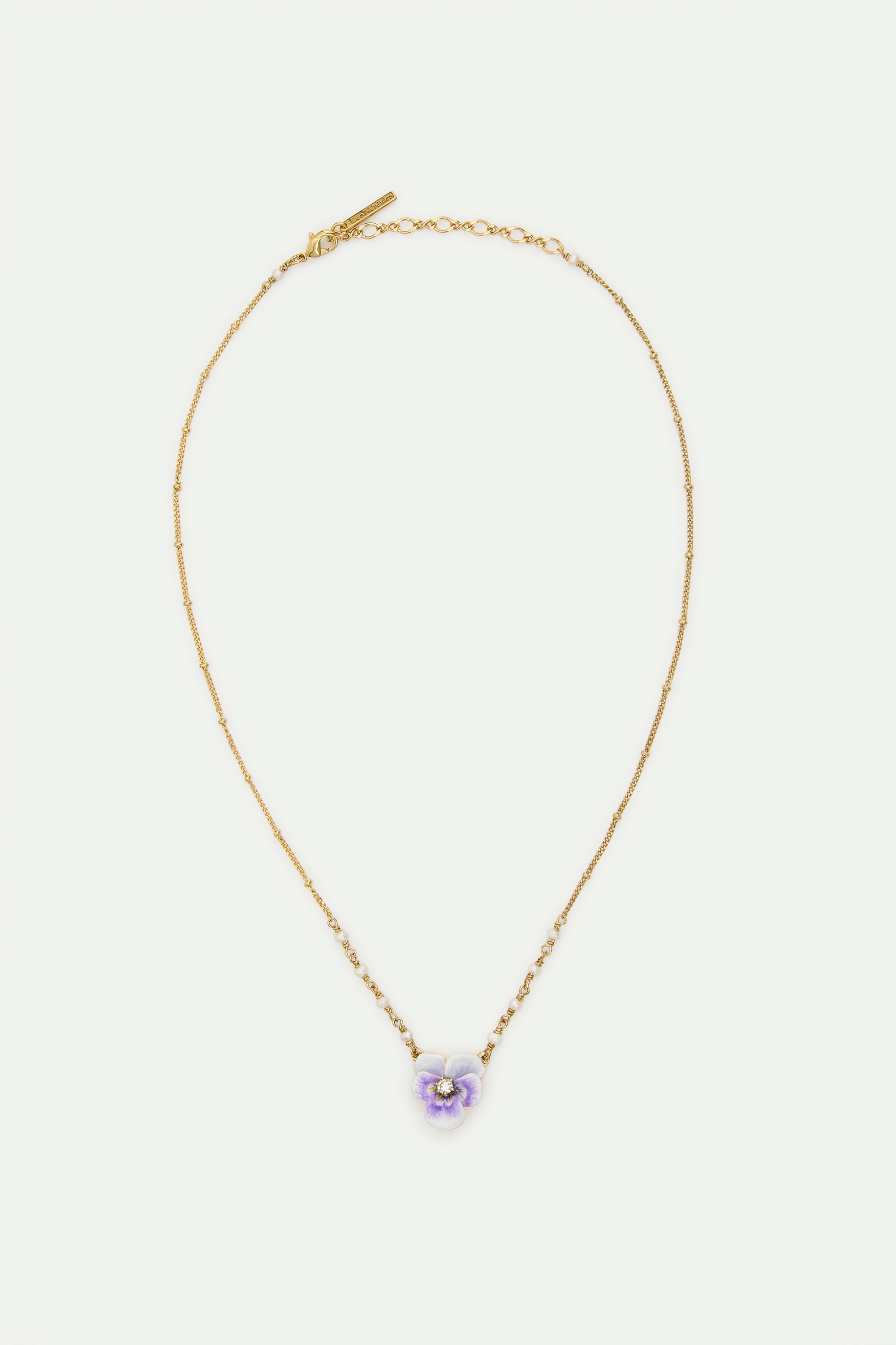 Collar colgante pensamiento violeta y cristal tallado