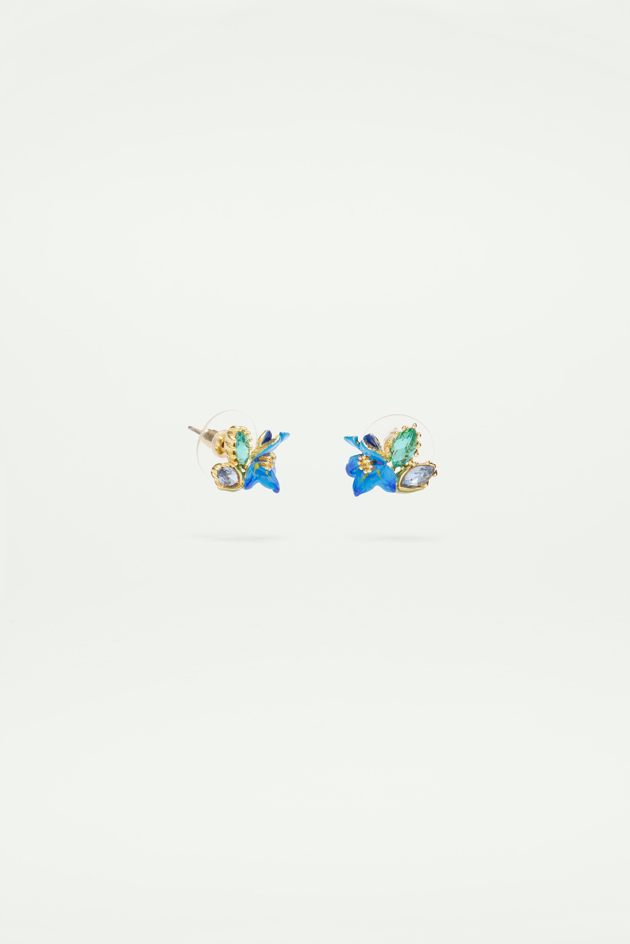 Siberian Iris and faceted glass post earrings