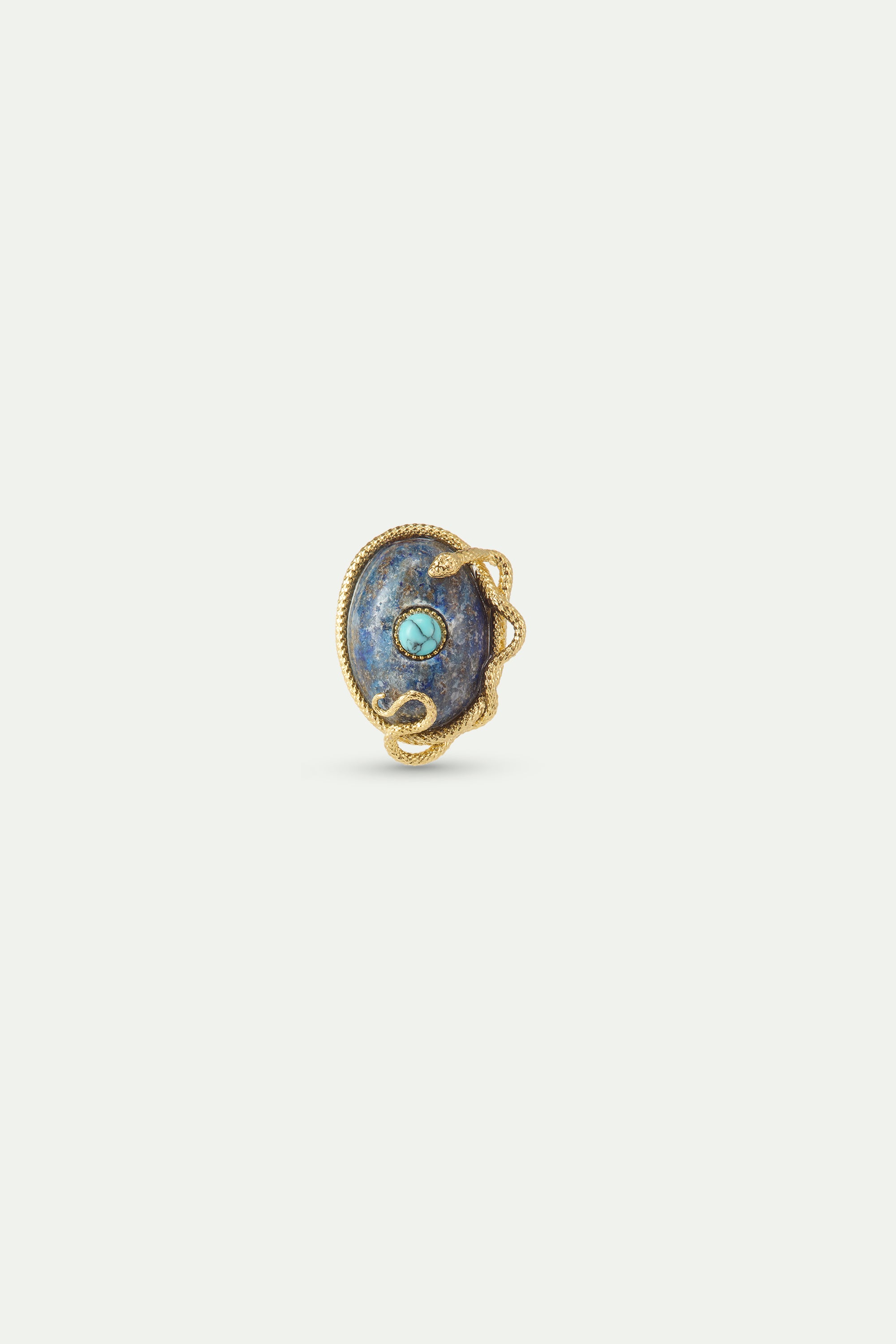 Lapis lazuli, turquoise and gold snake brooch