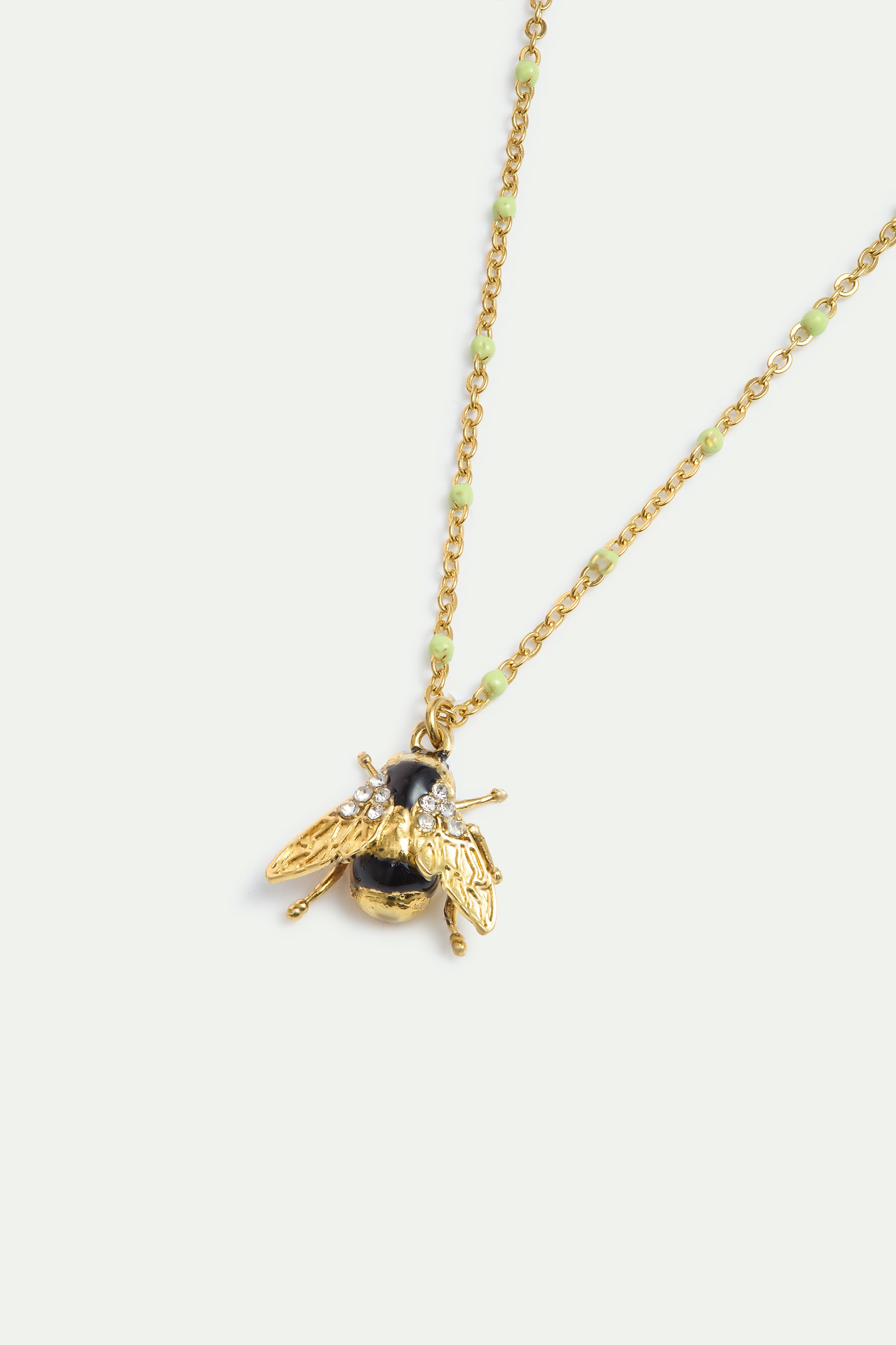 Bracelet pendentif abeille dorée et cristaux