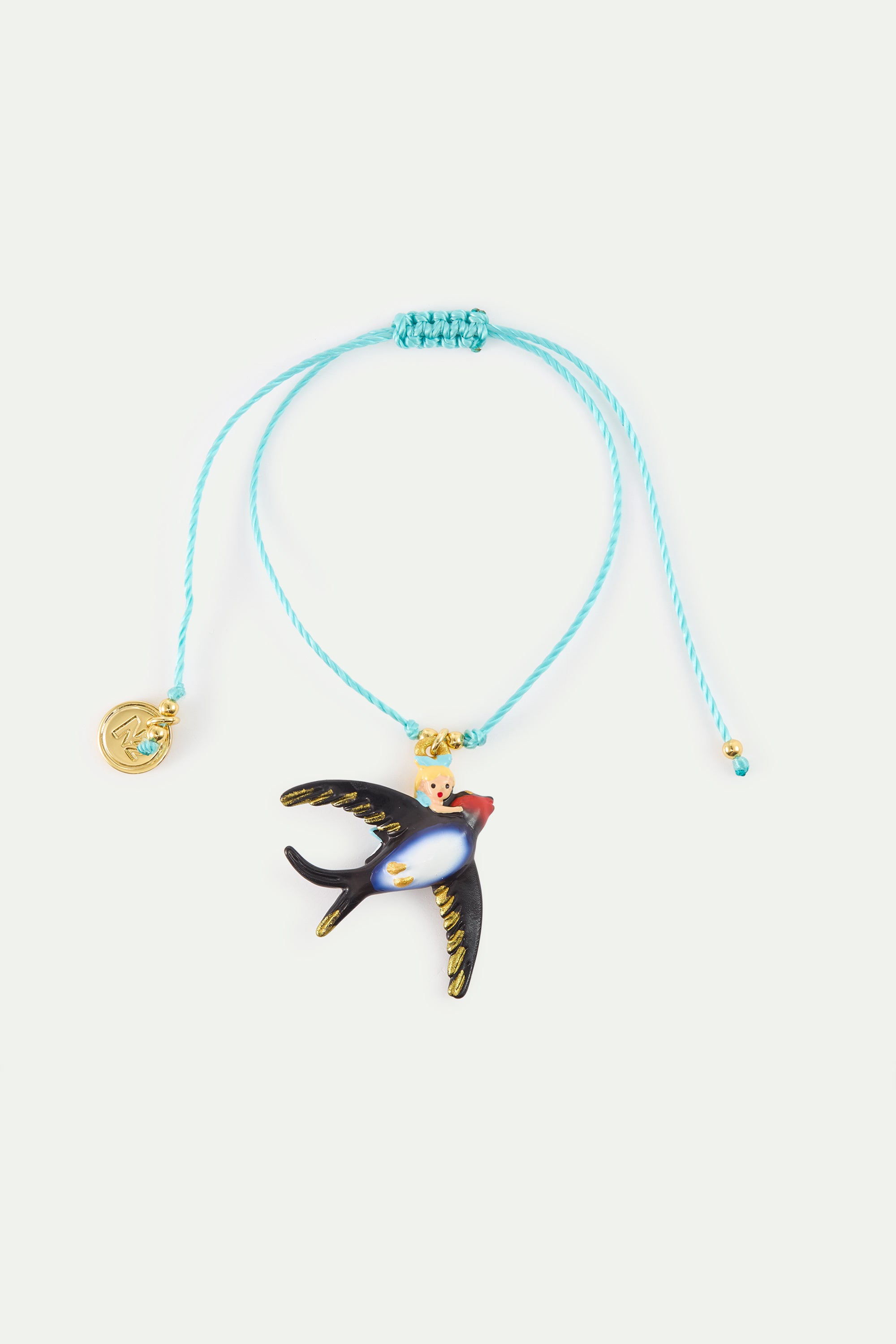 Bracelet bleu Alice et hirondelle