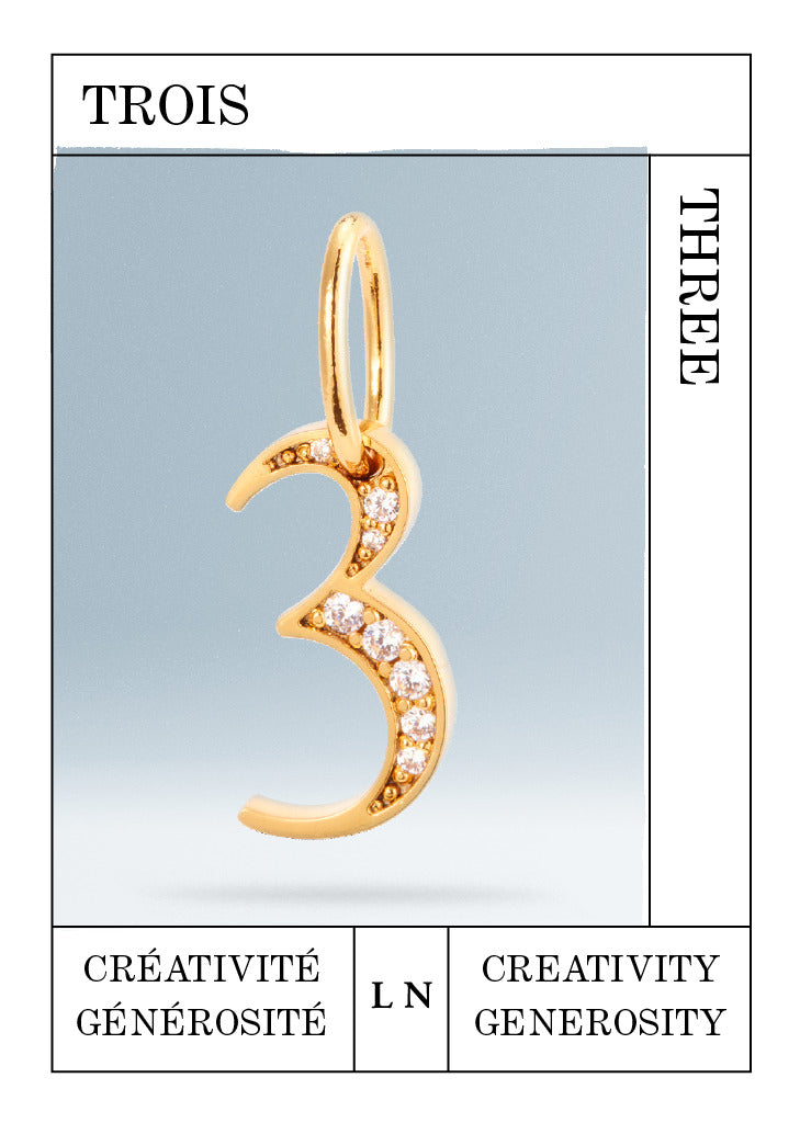 Number 3 pendant, creativity and generosity