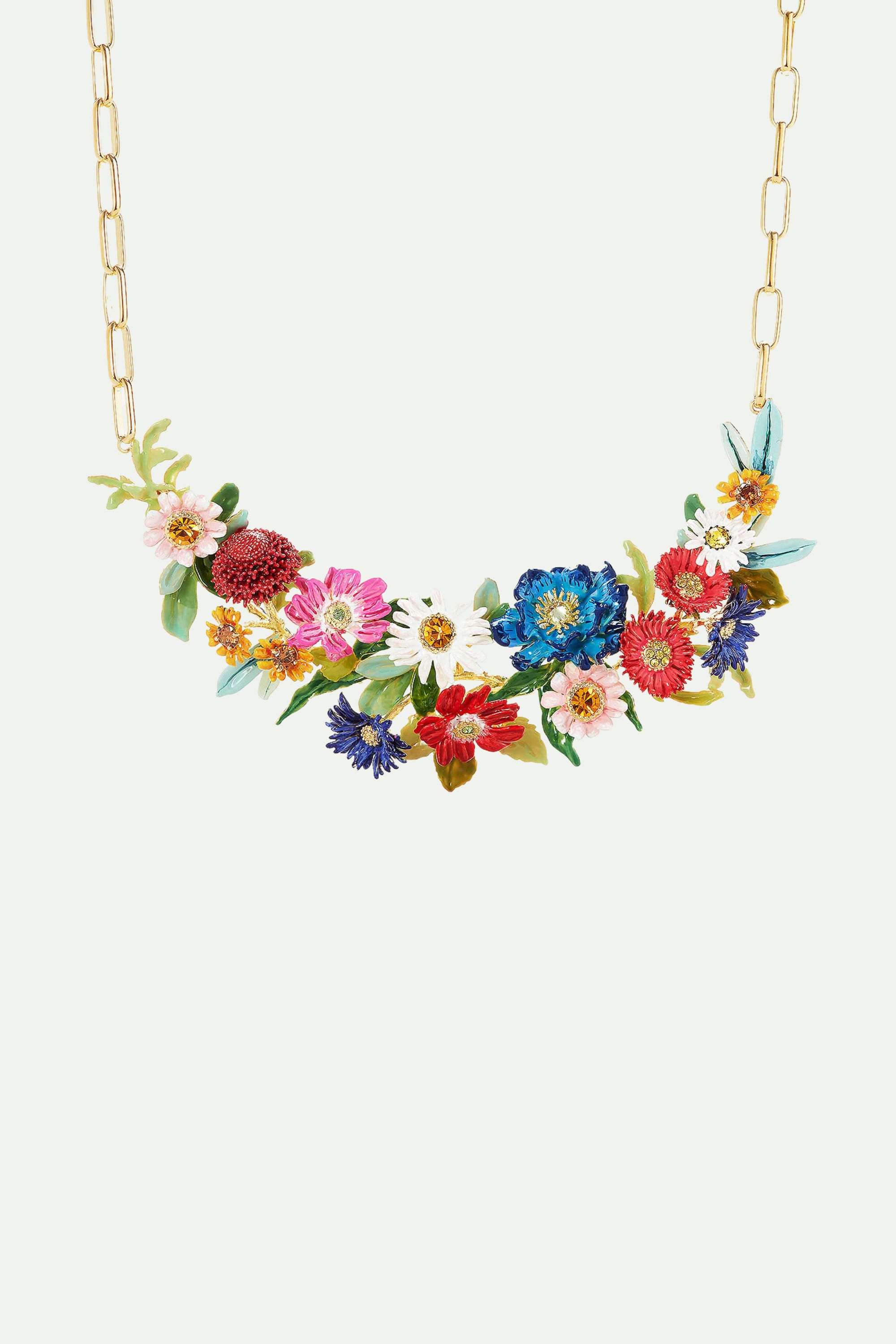 Collar pechera flores de la pradera multicolor