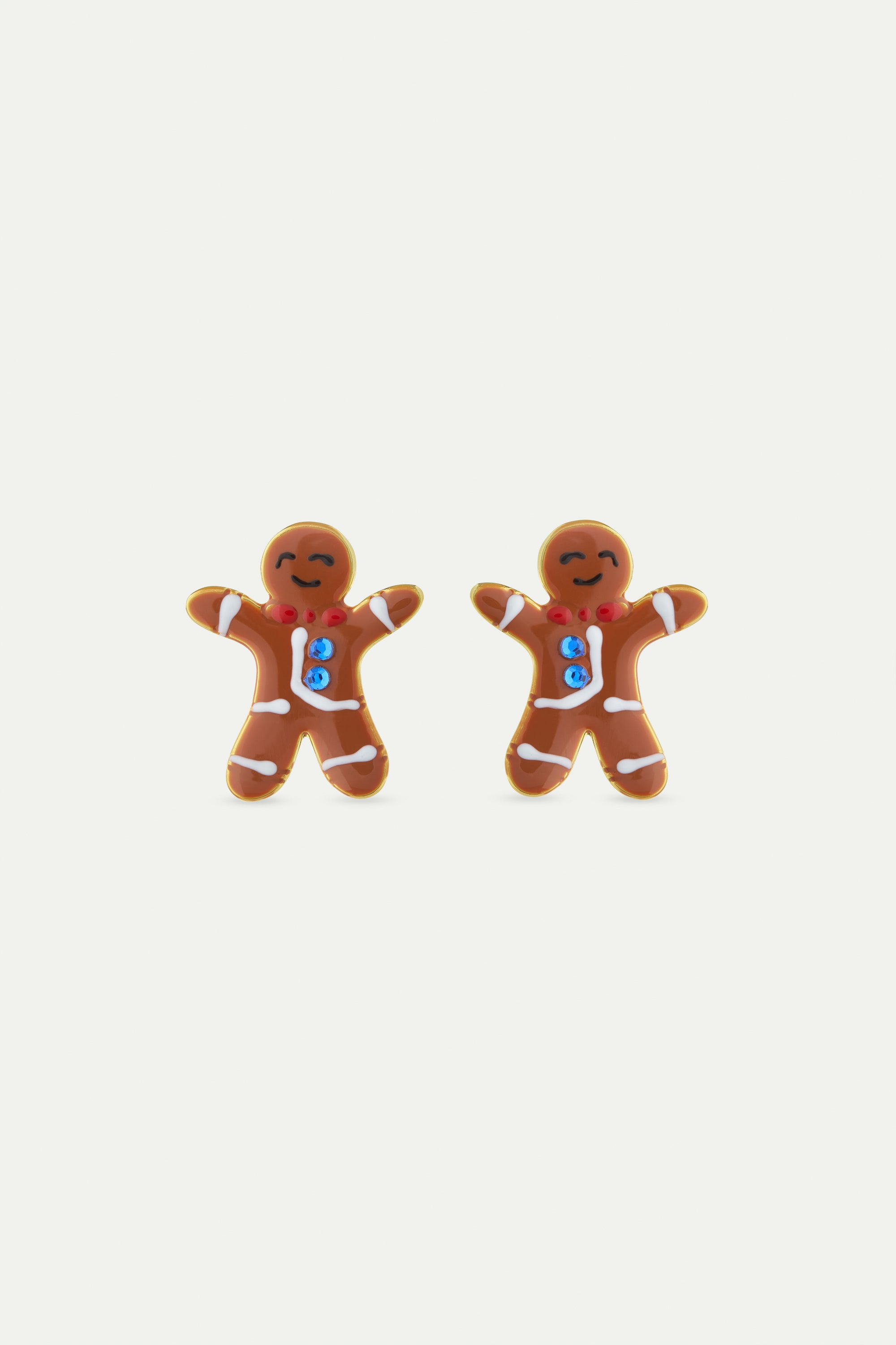 Gingerbread man and blue rhinestone earrings