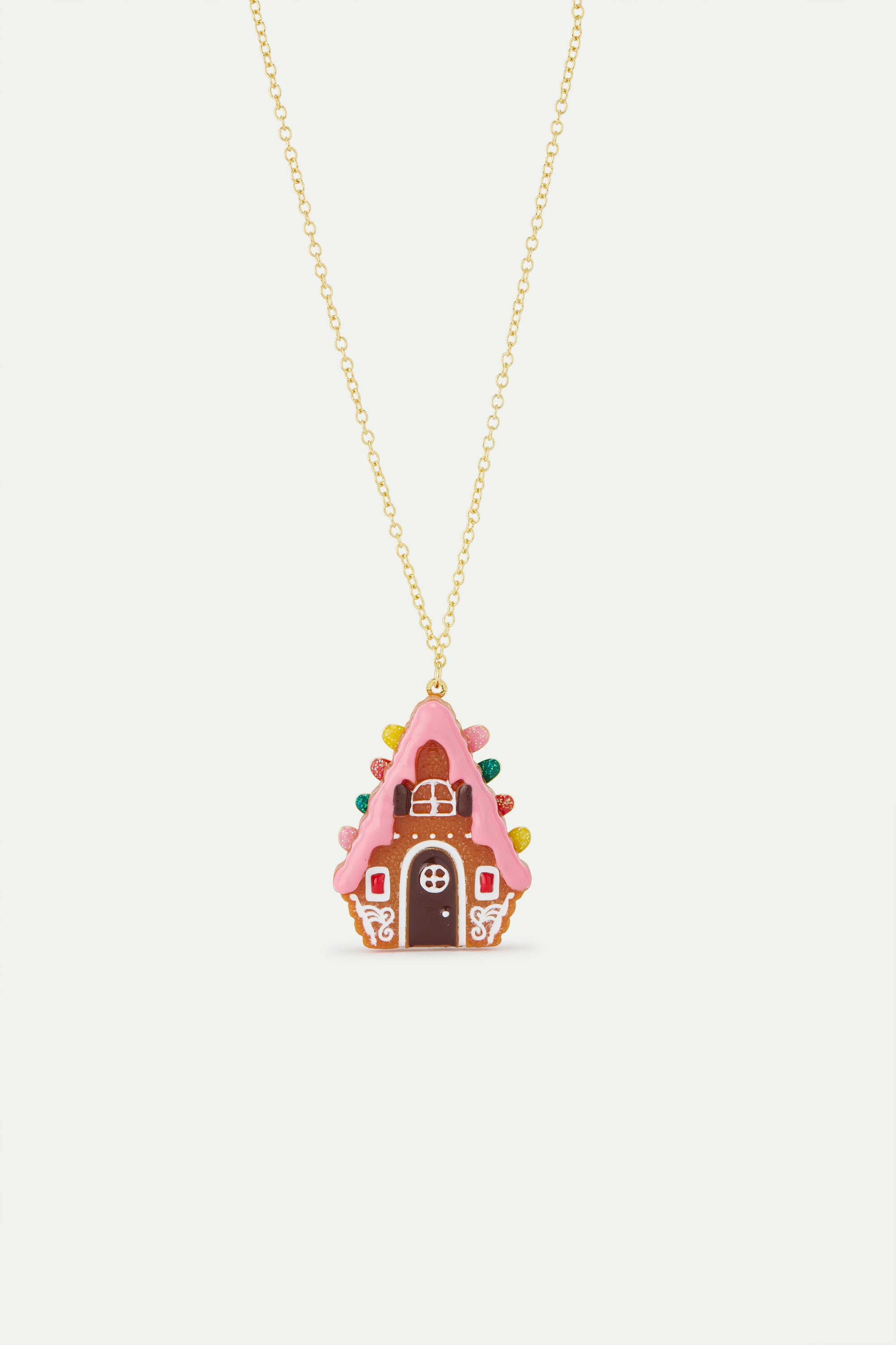 Gingerbread house pendant necklace