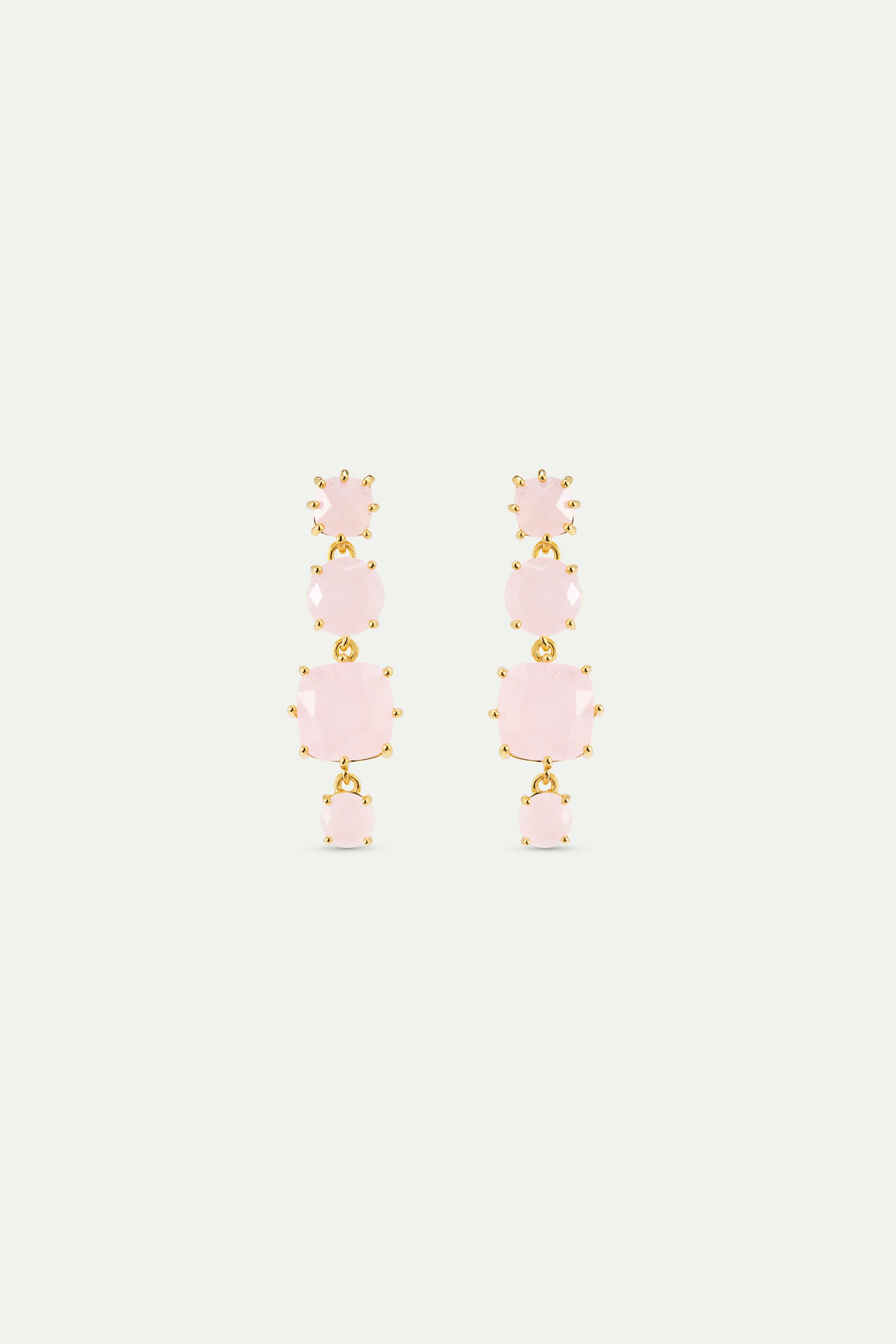 Diamantine earrings with 4 light pink stones