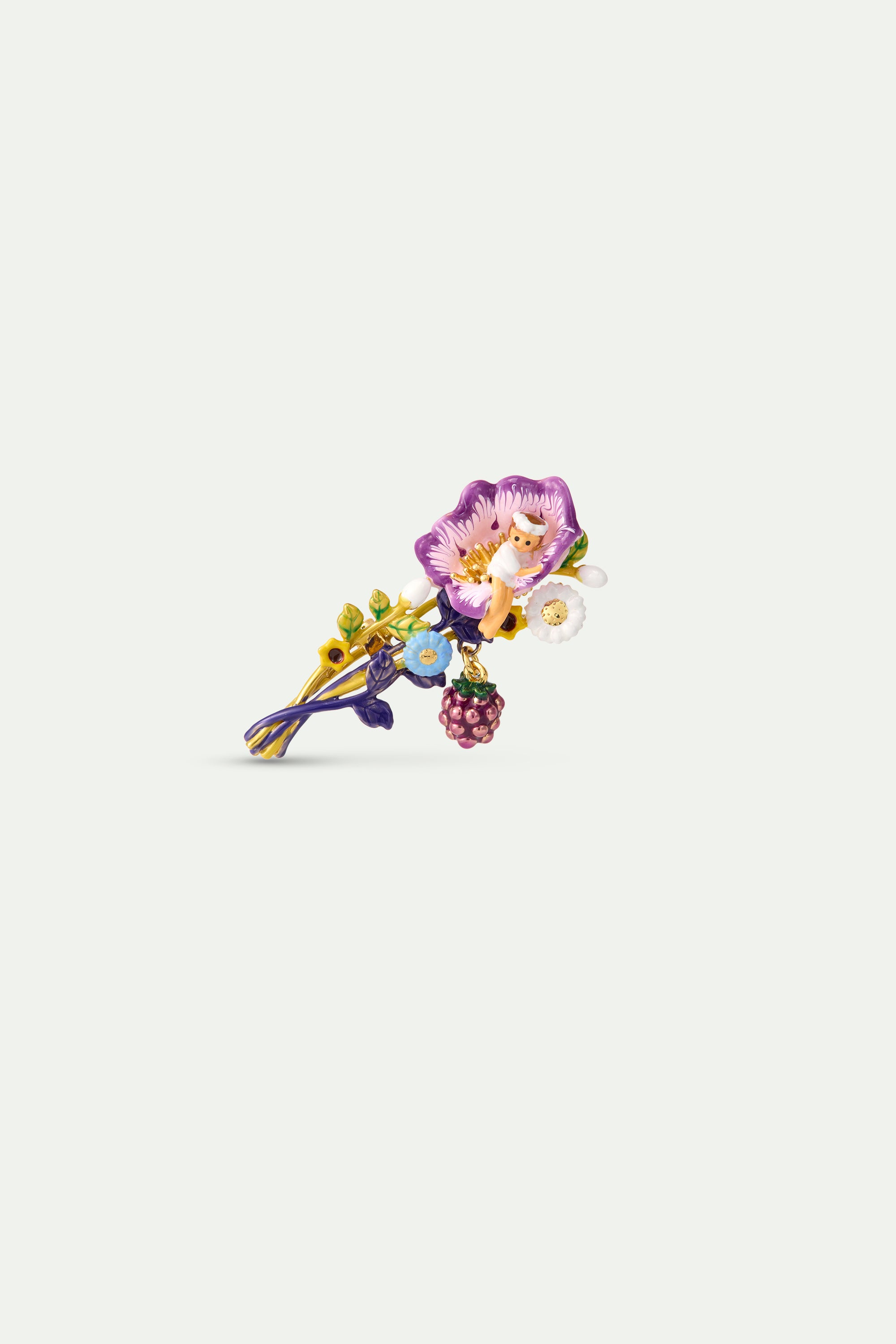 Broche bouquet de fleurs et Petite Poucette