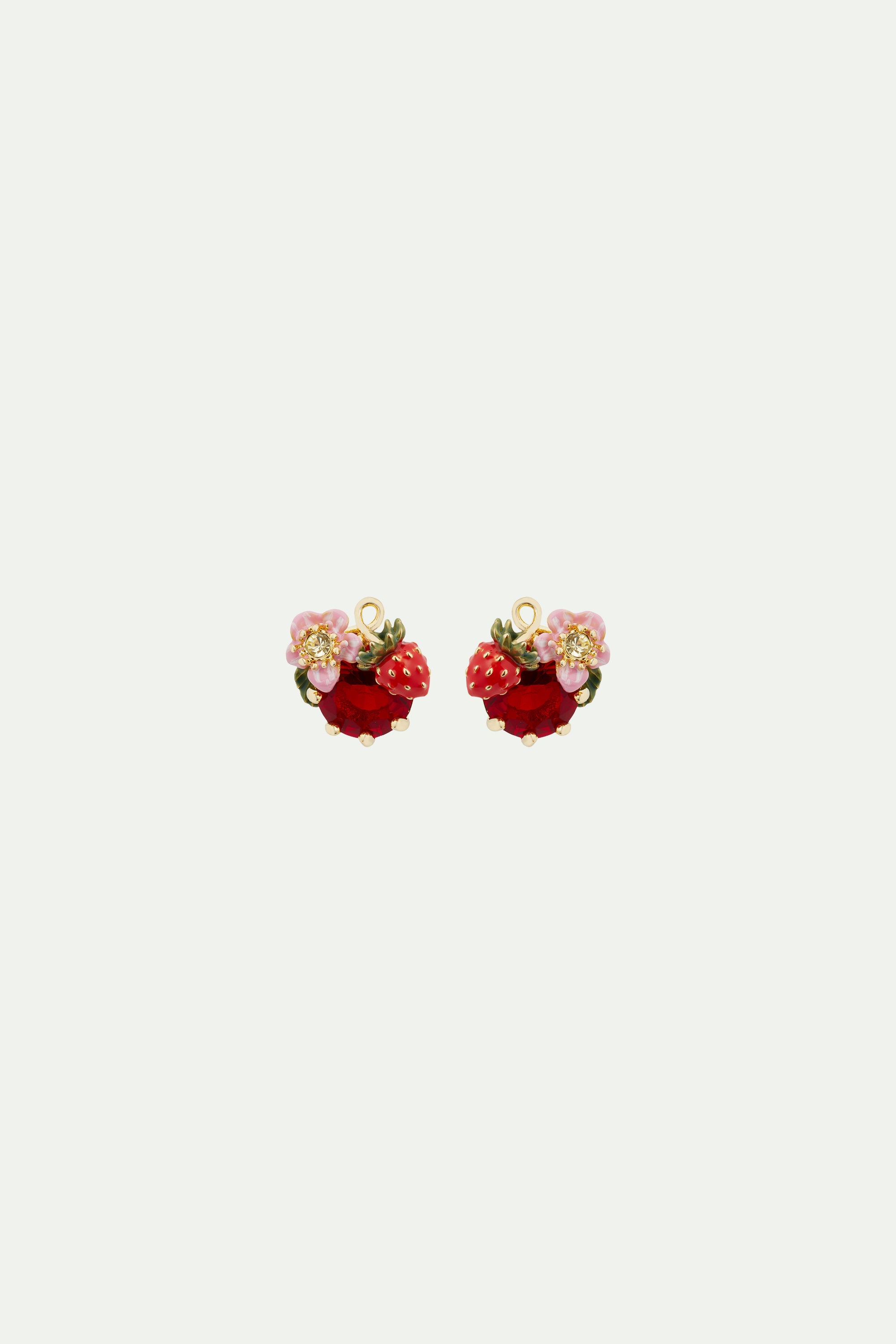 Wild strawberry and red stone earrings