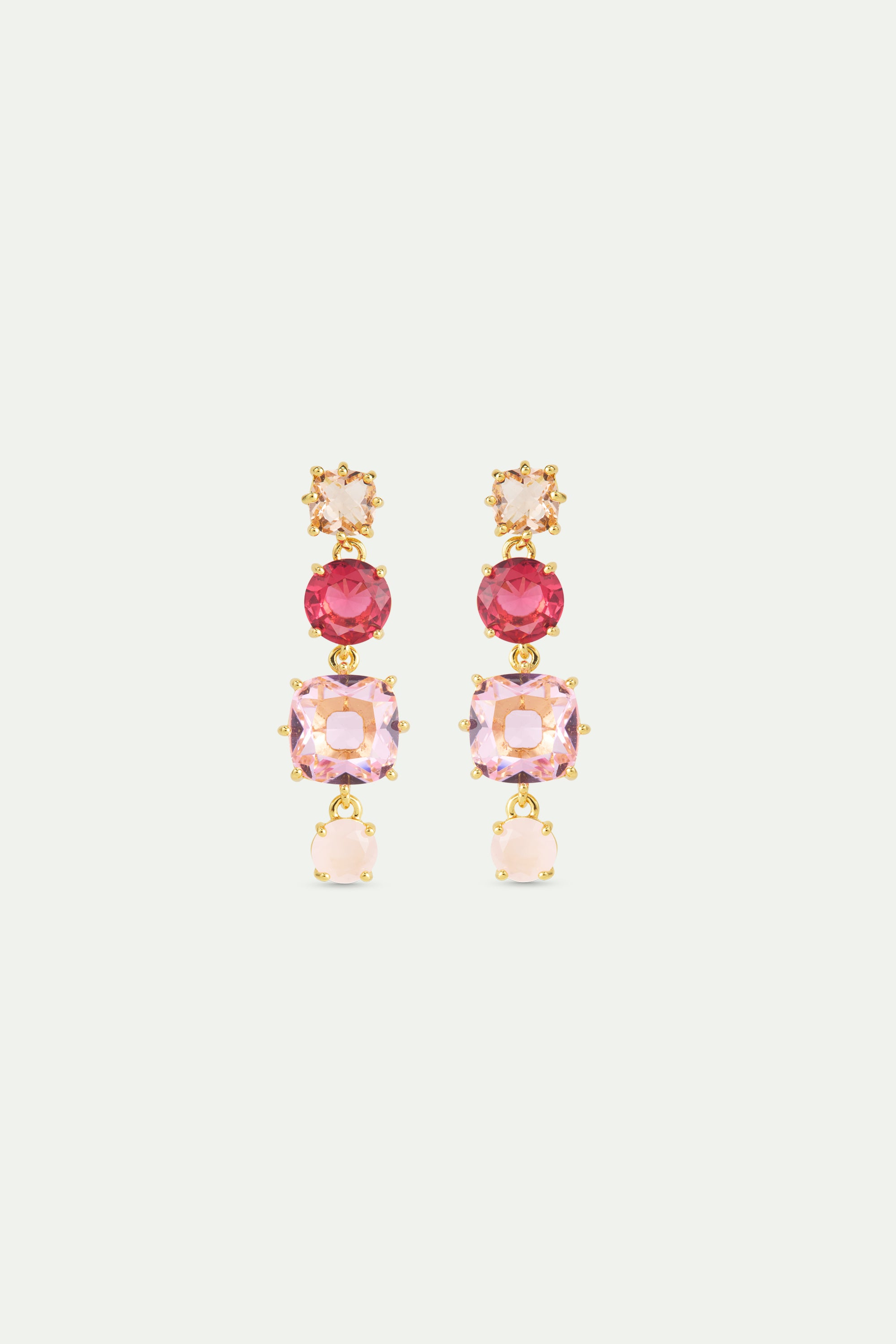 Gradient Pink Diamantine earrings with 4 stones