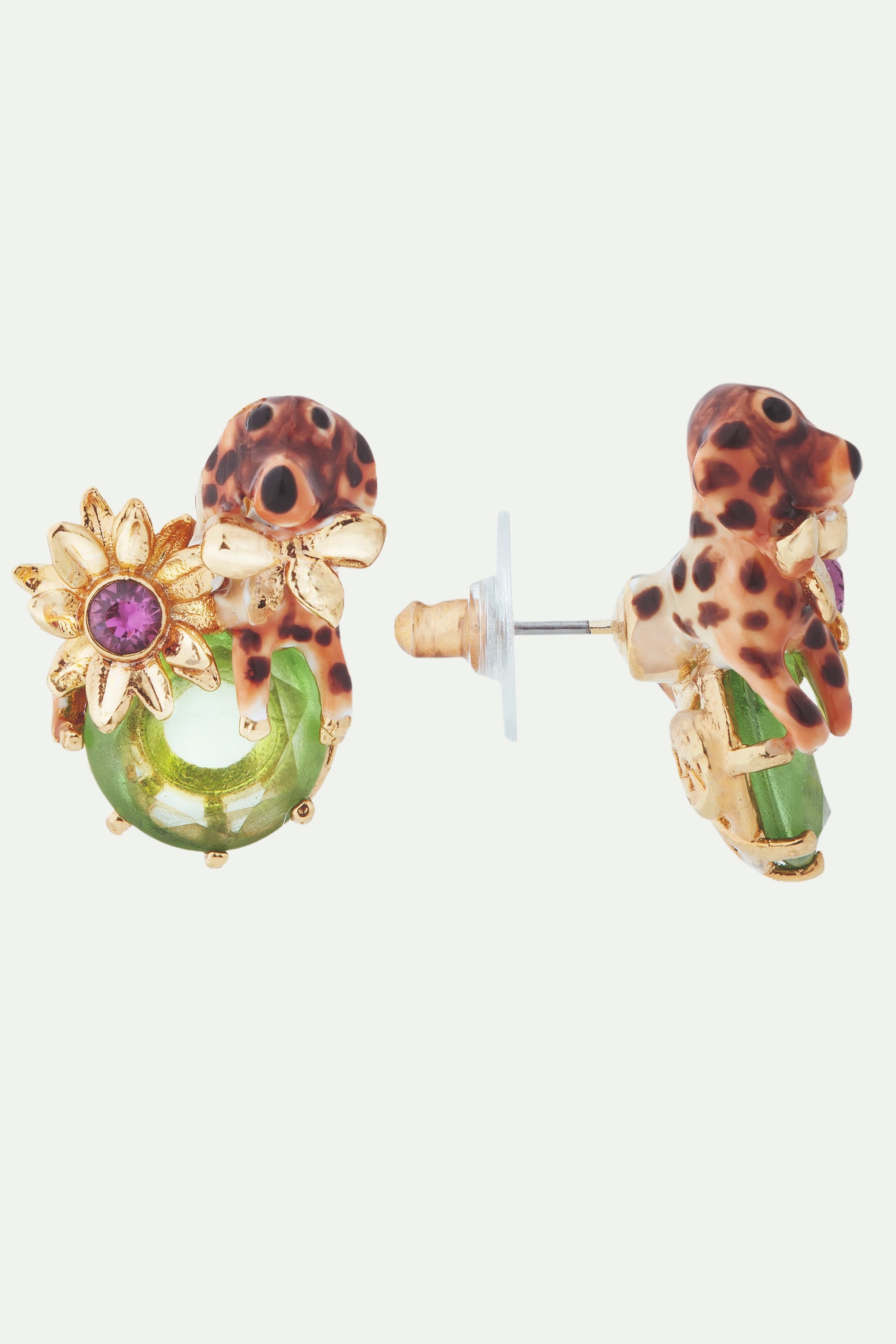 Dachshund and stone post earrings