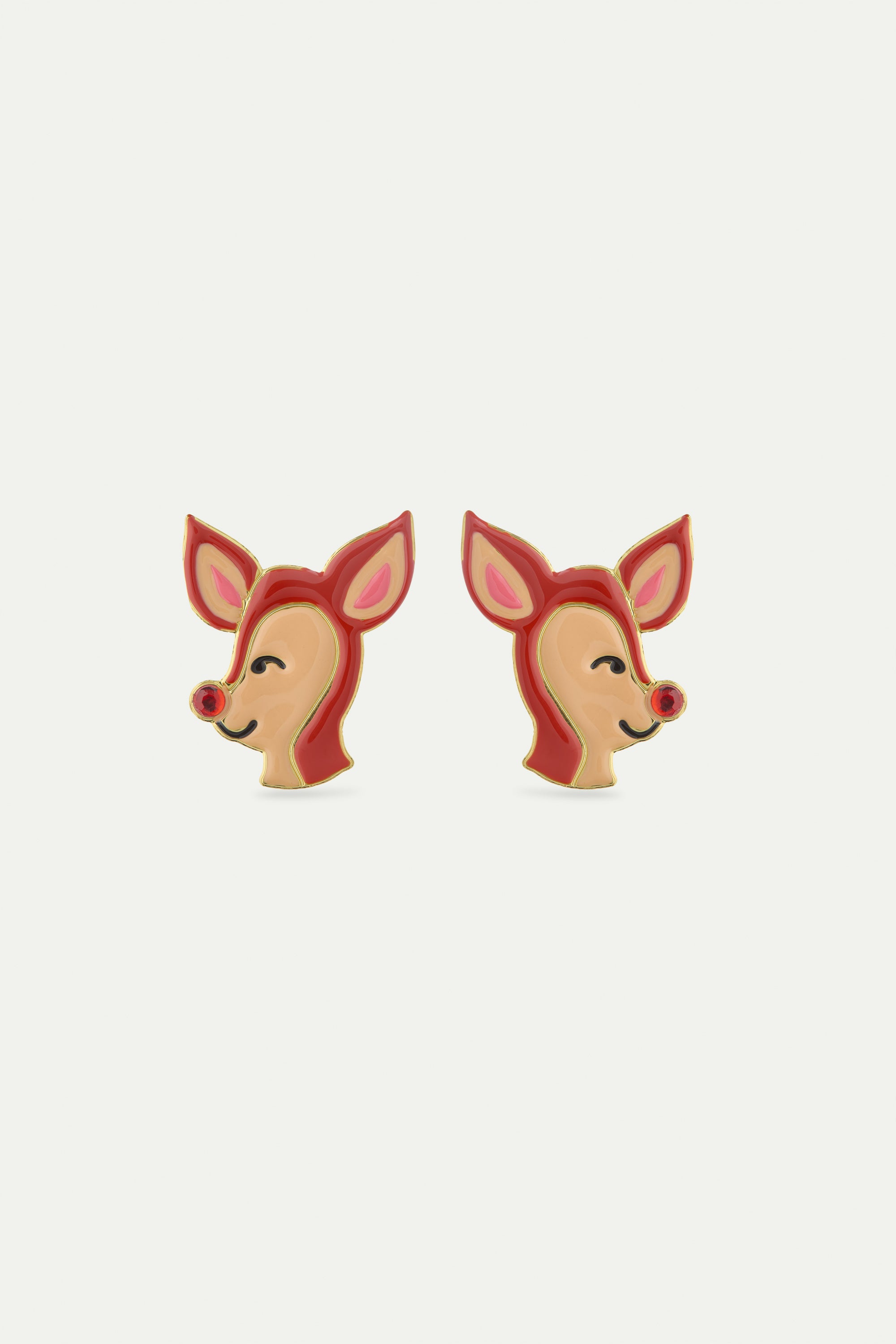 Doe and red rhinestone earrings