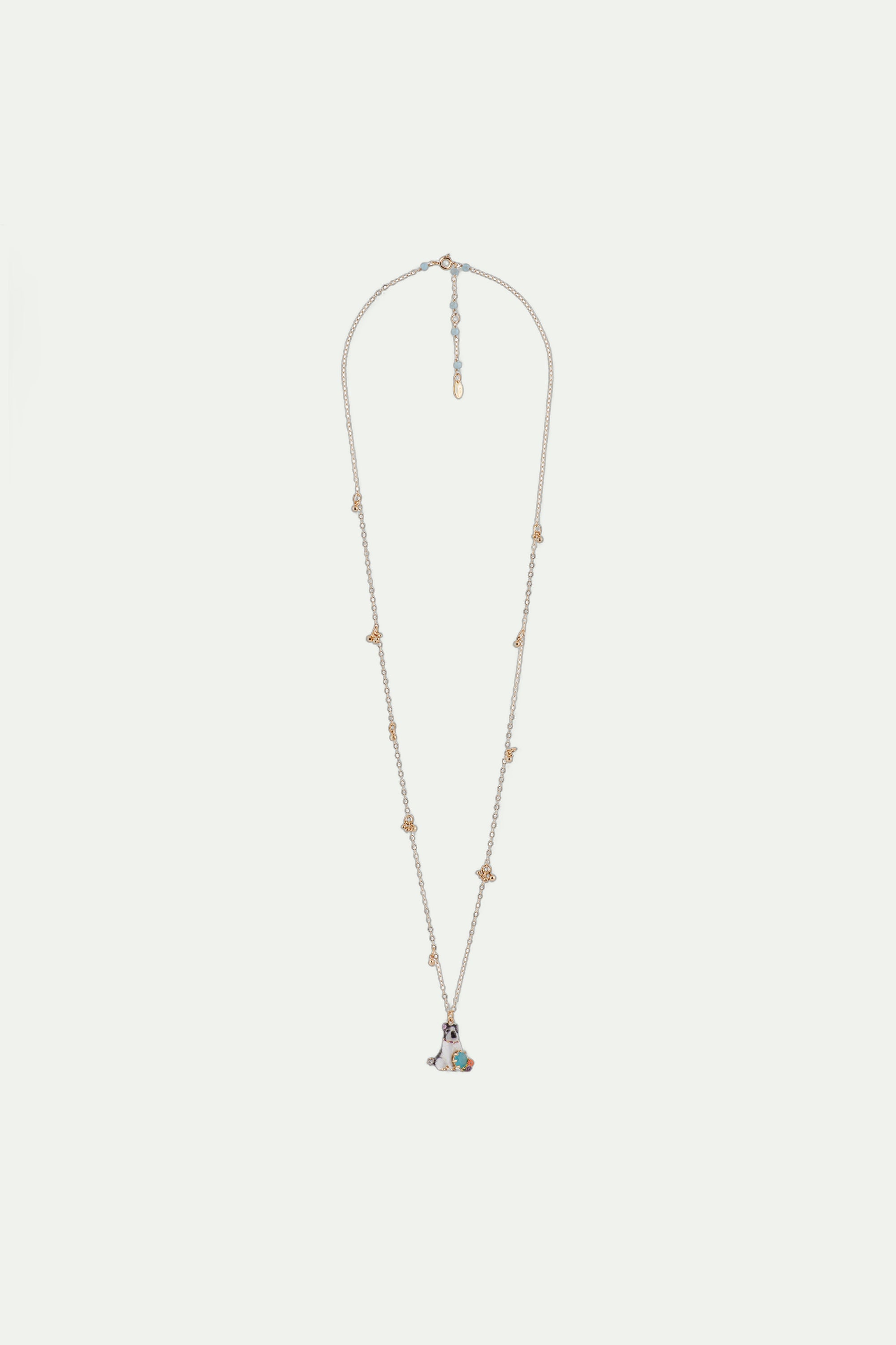 Necklace 70+5cm LES NEREIDES LOVES ANIMALS Dog & blue stone DOG