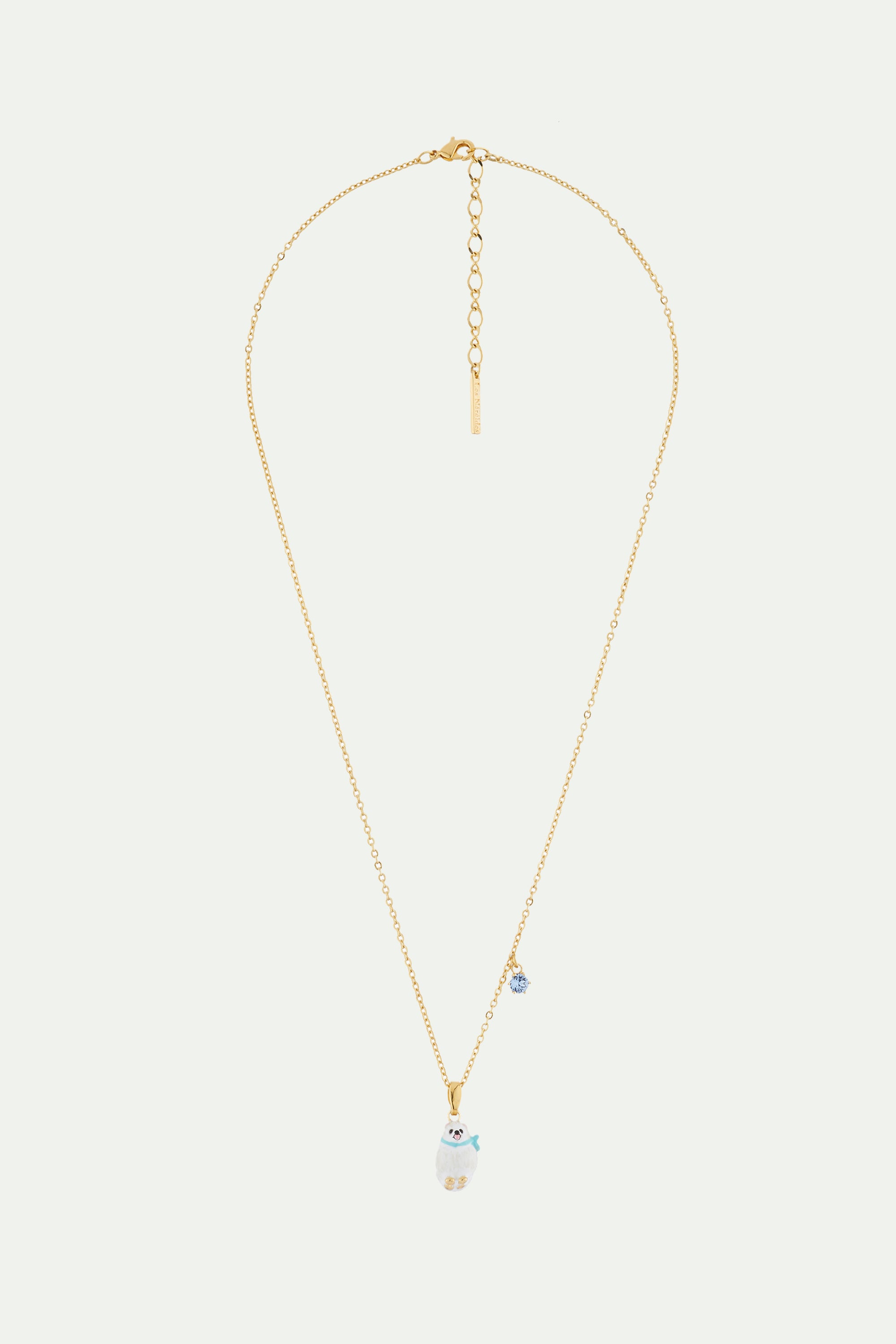 White Pomeranian Pendant Necklace