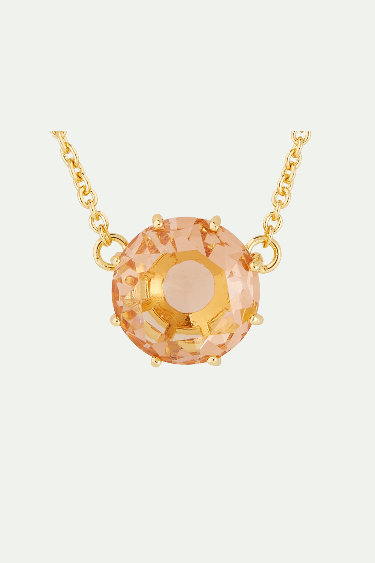 Collar fino piedra redonda La Diamantine rosa albaricoque