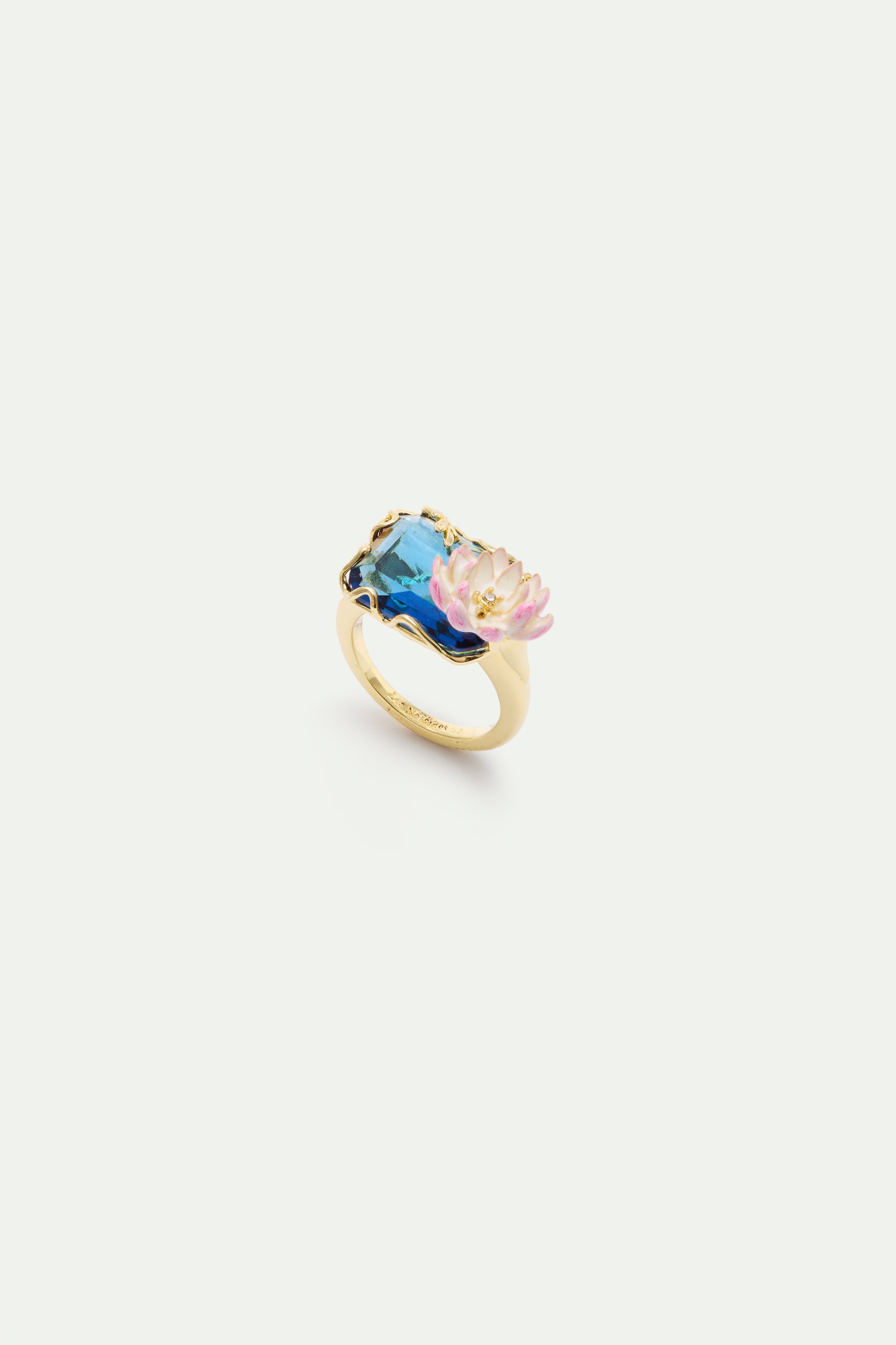 Anillo estanque con nenúfares azules y rosas