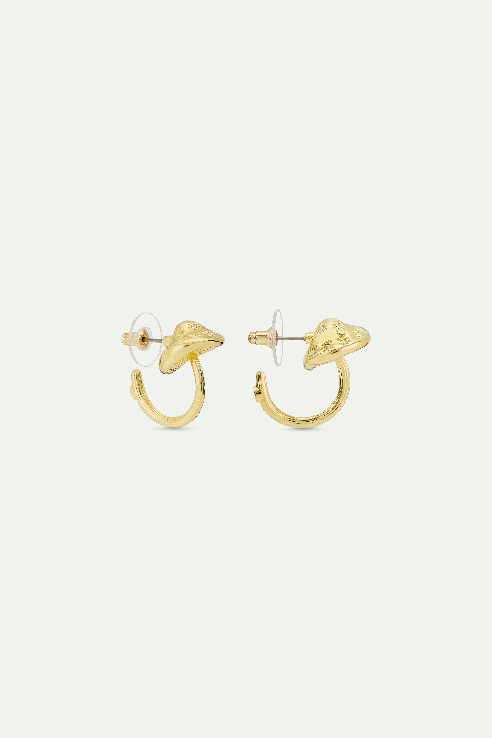 Mushroom gold hoop earrings