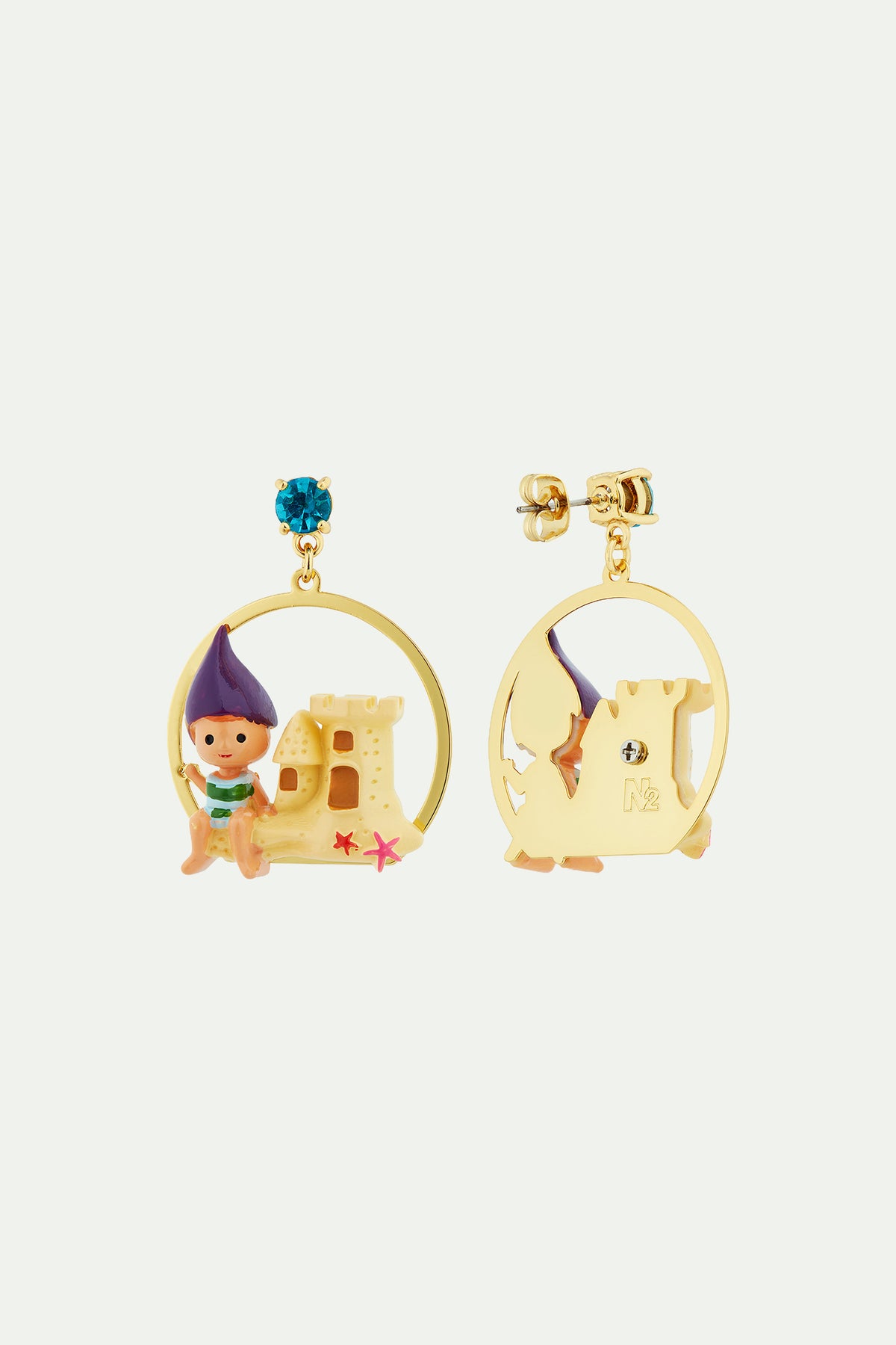 Pendientes gnomo de jardín y castillo de arena