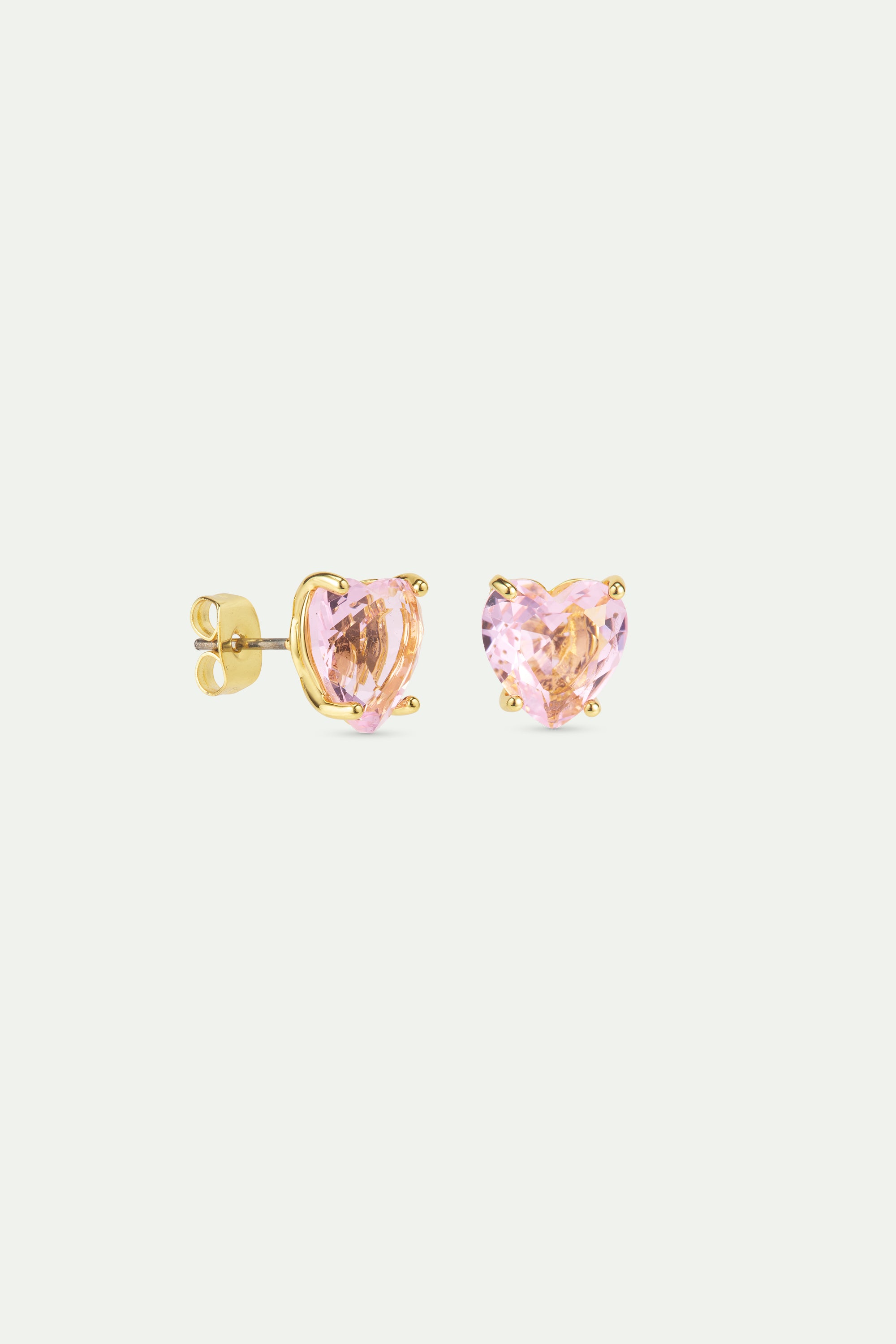 Light pink Diamantine heart-shaped earrings