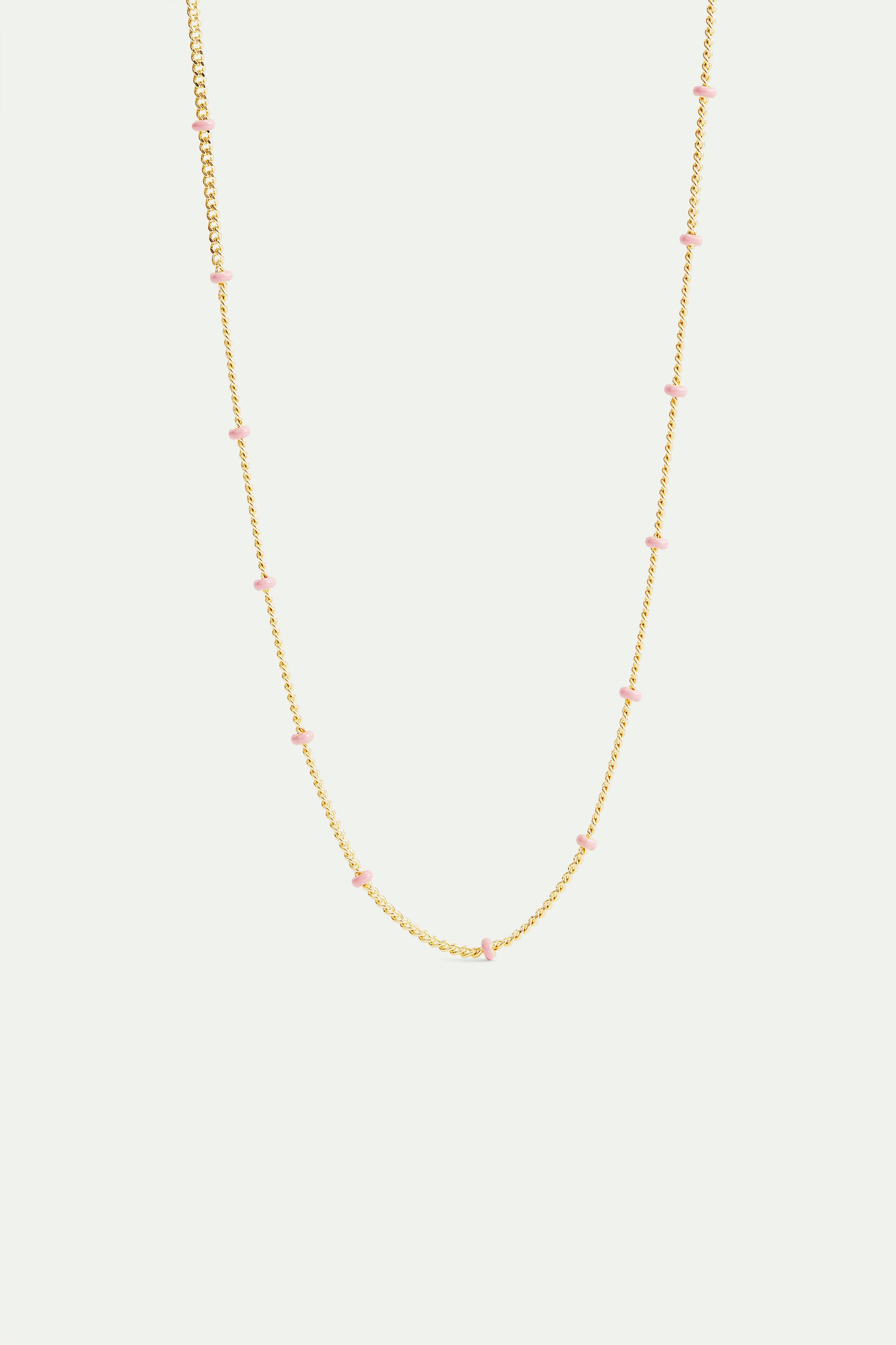 Golden chain and pink beads