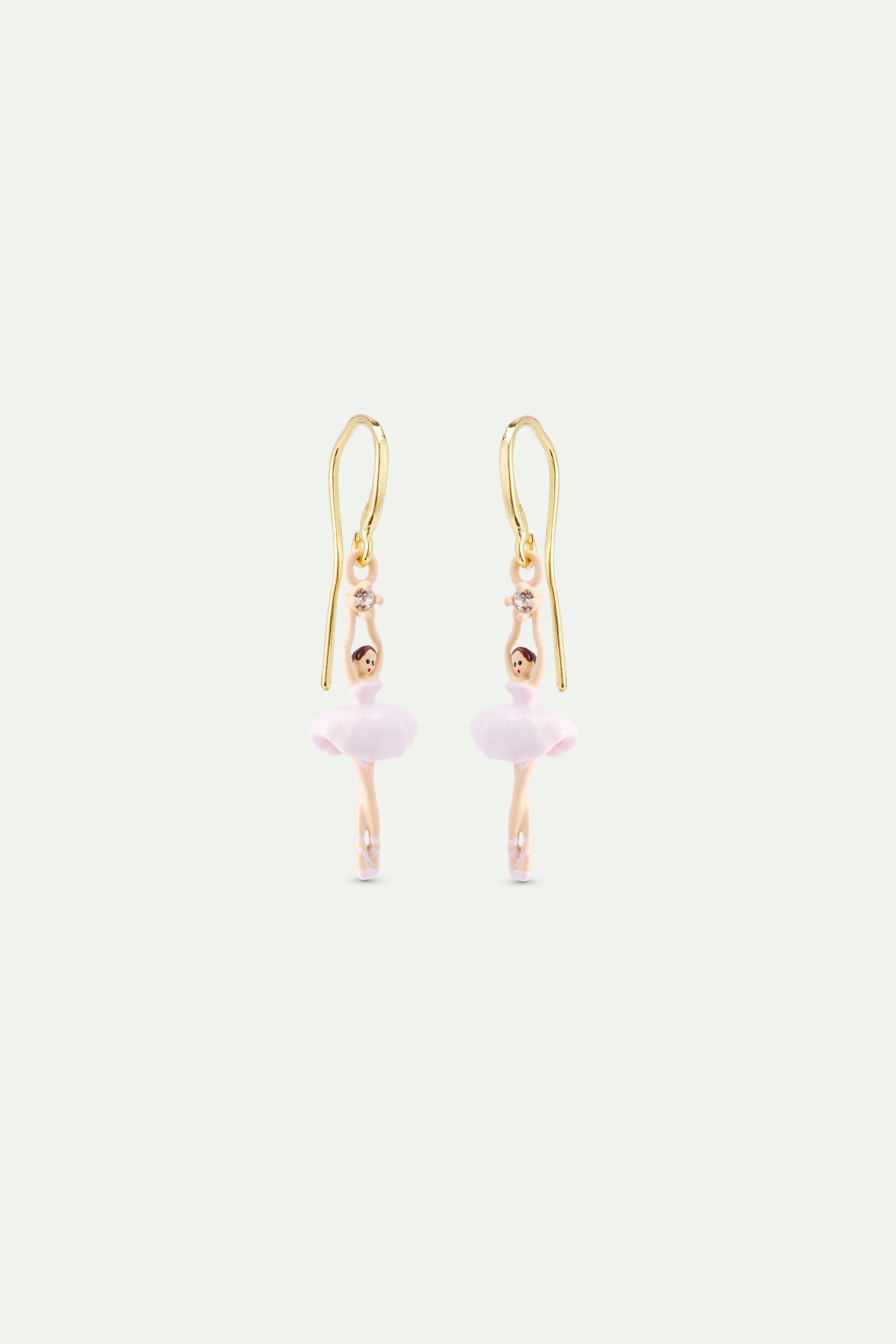 Light pink ballerina and crystal hook earrings