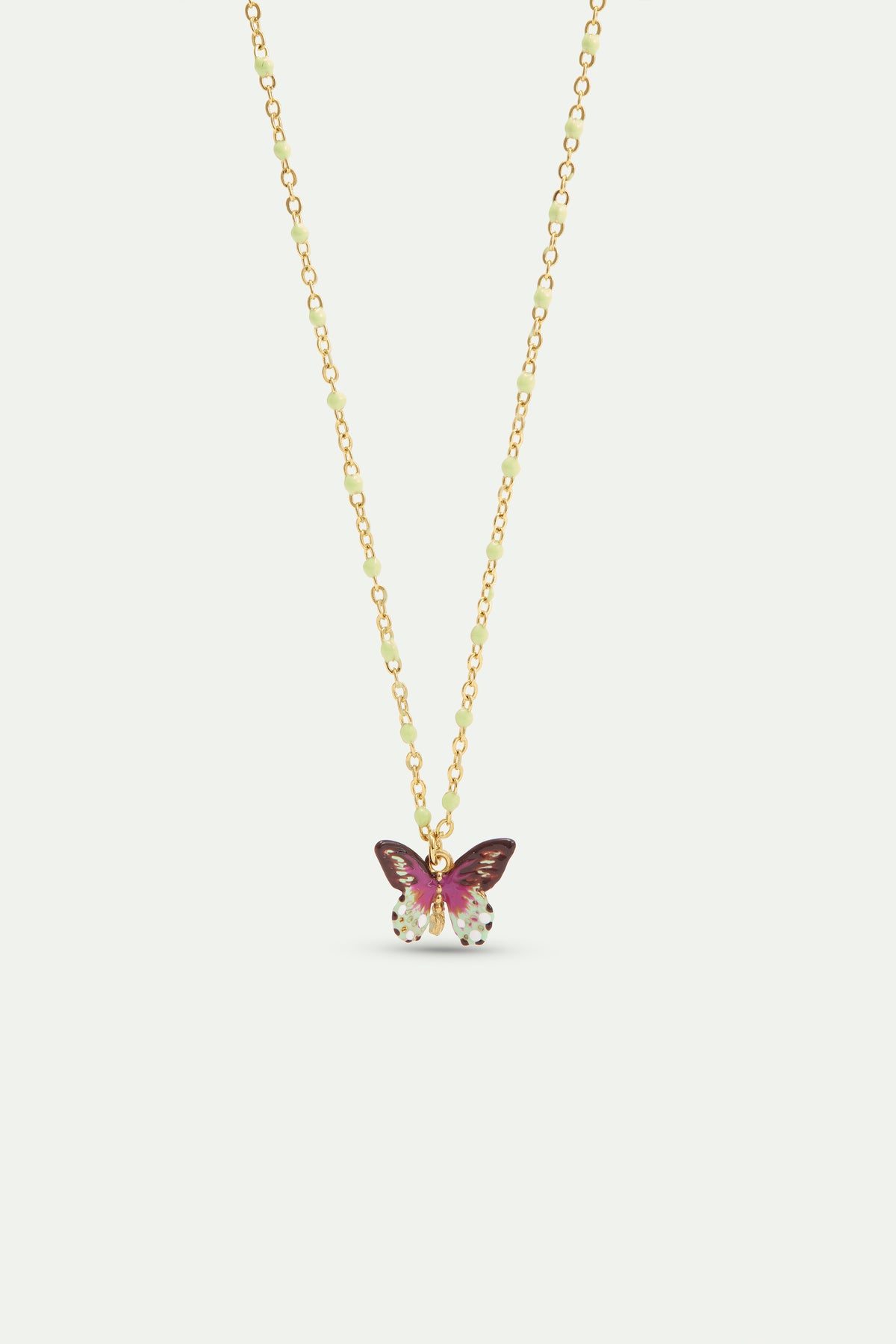 Collar colgante mariposa verde y violeta