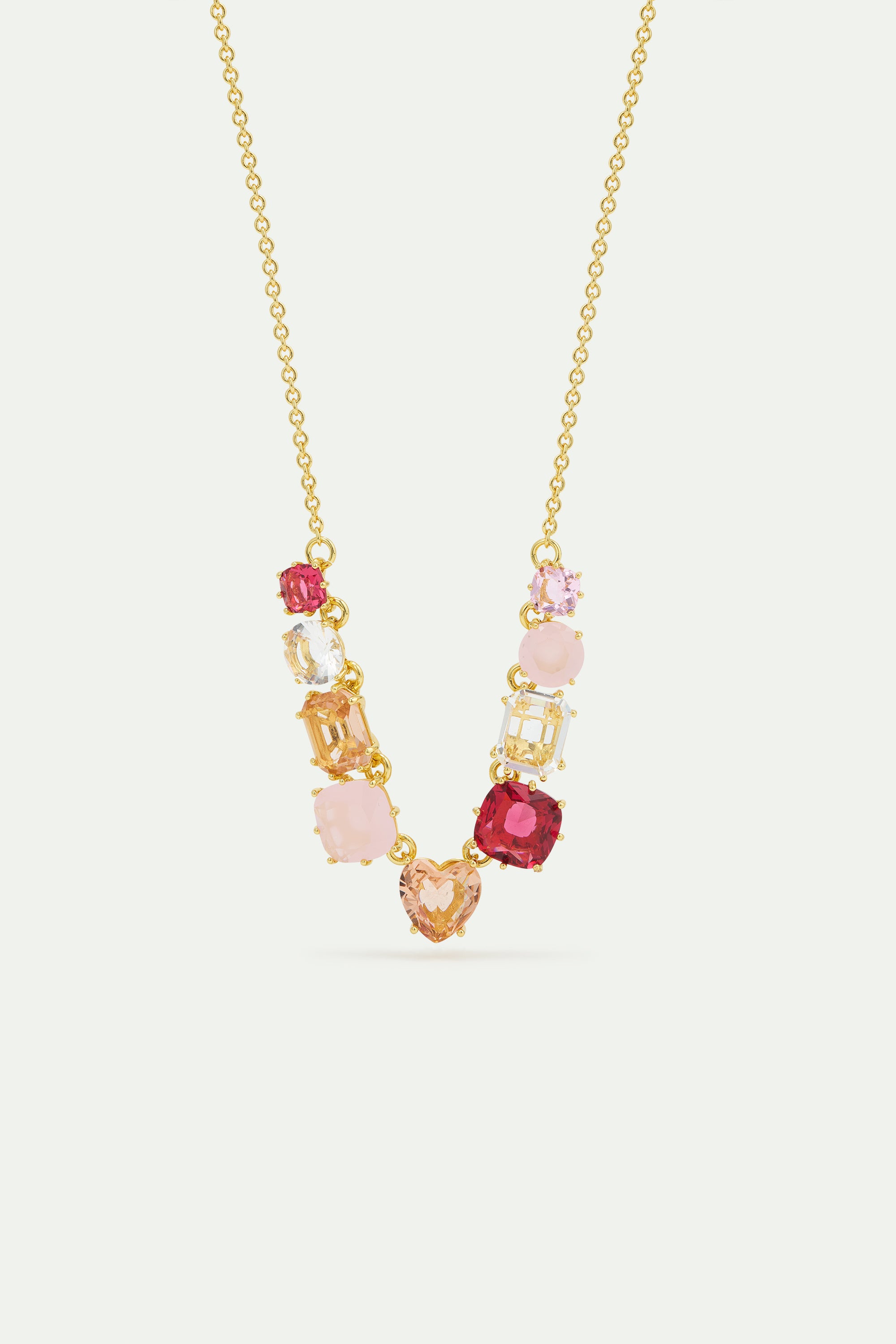 Gradient pink Diamantine fine necklace with 9 stones