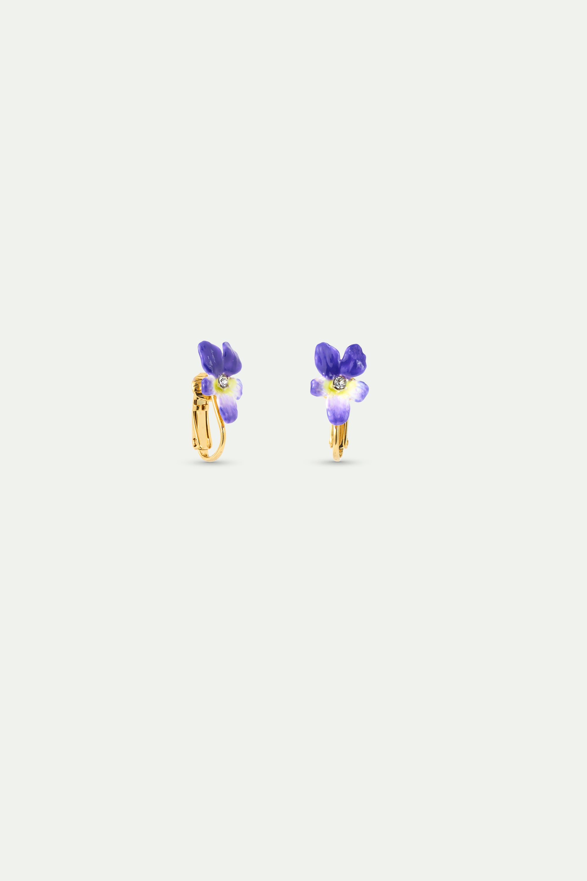 Boucles d'oreilles violette et cristal facetté