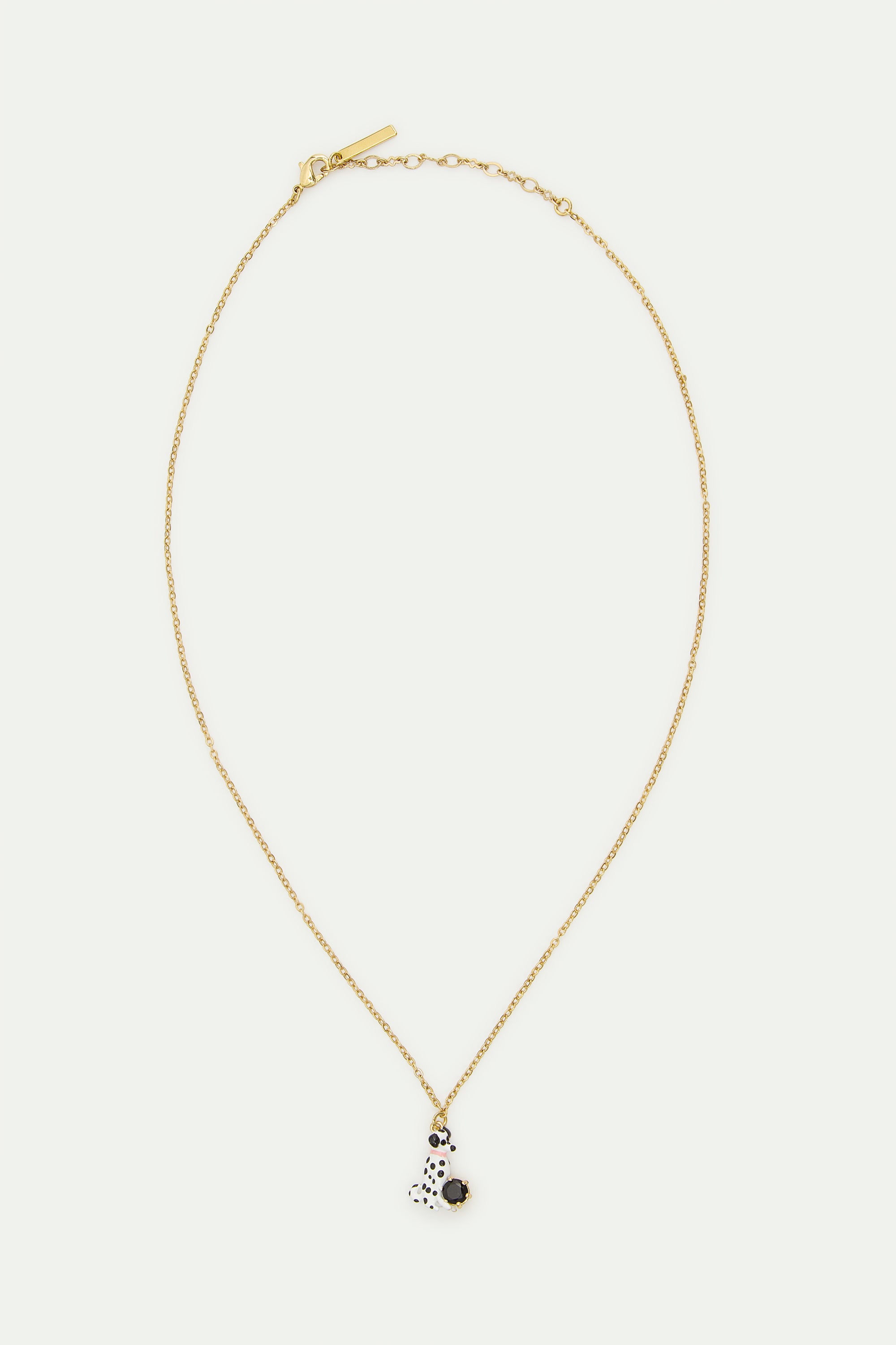 Collar colgante dálmata y piedra redonda facetada negra