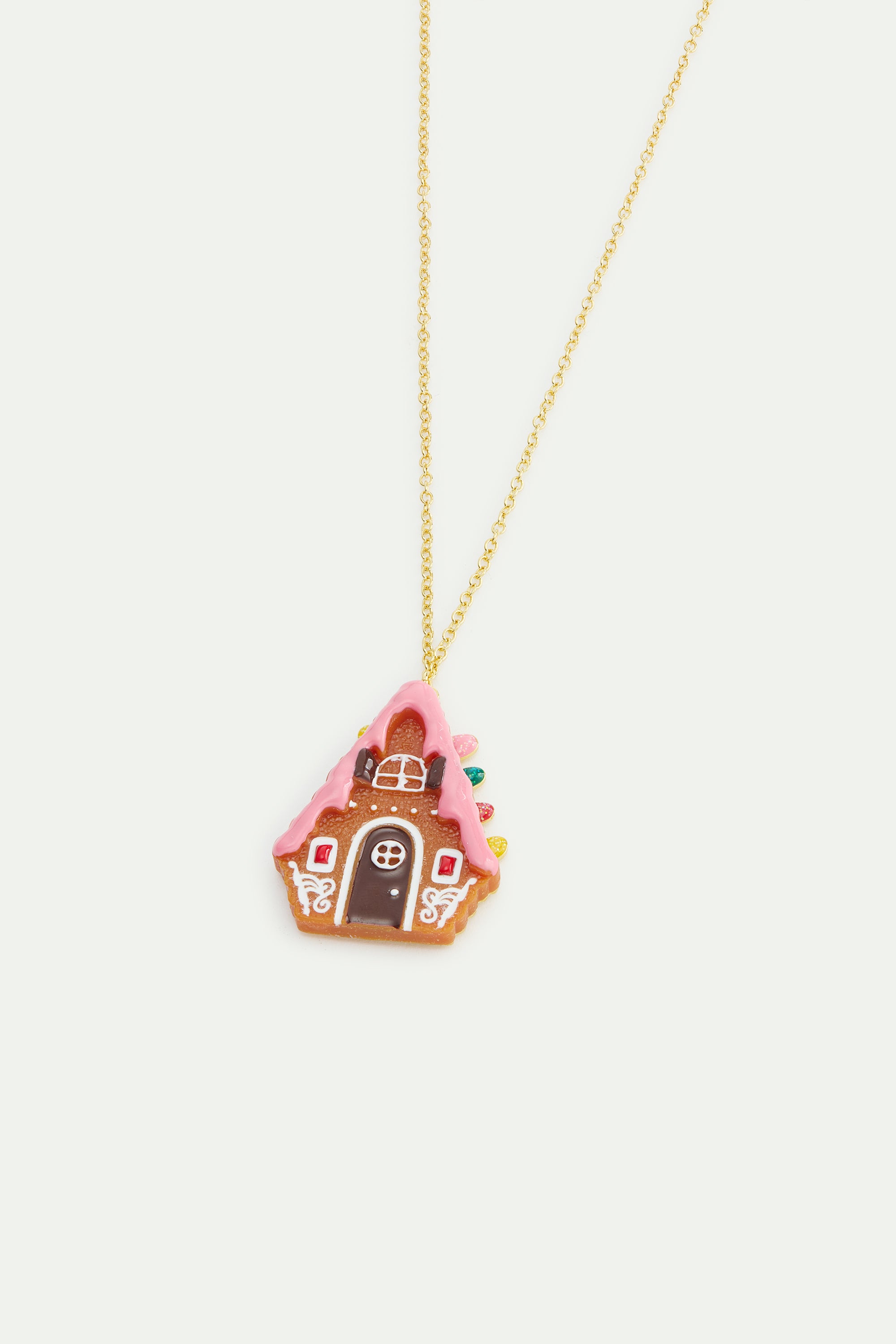 Gingerbread house pendant necklace