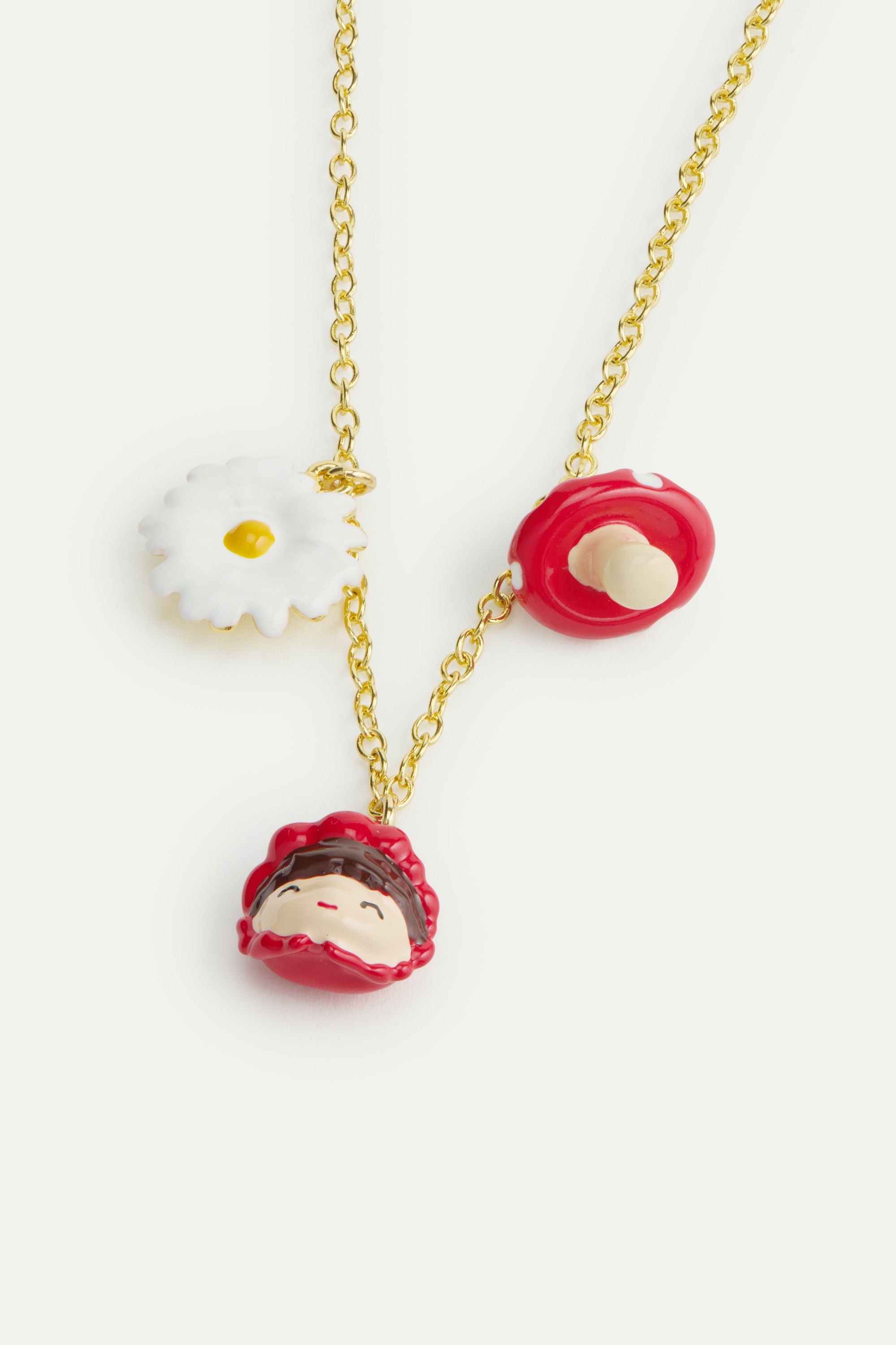 Fine bracelet featuring Little Red Riding Hood, daisy and mushroom