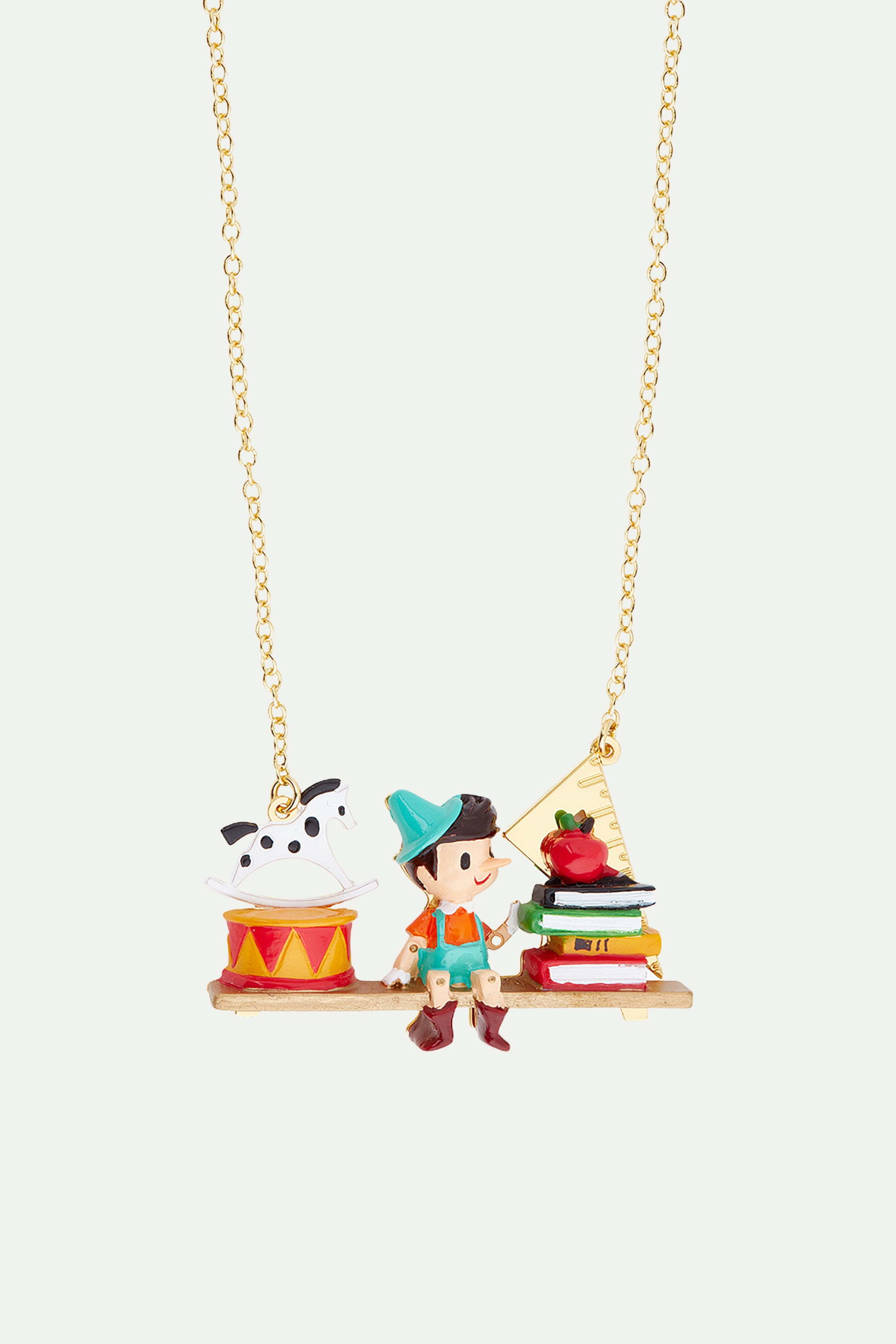 Pinocchio and toys statement necklace