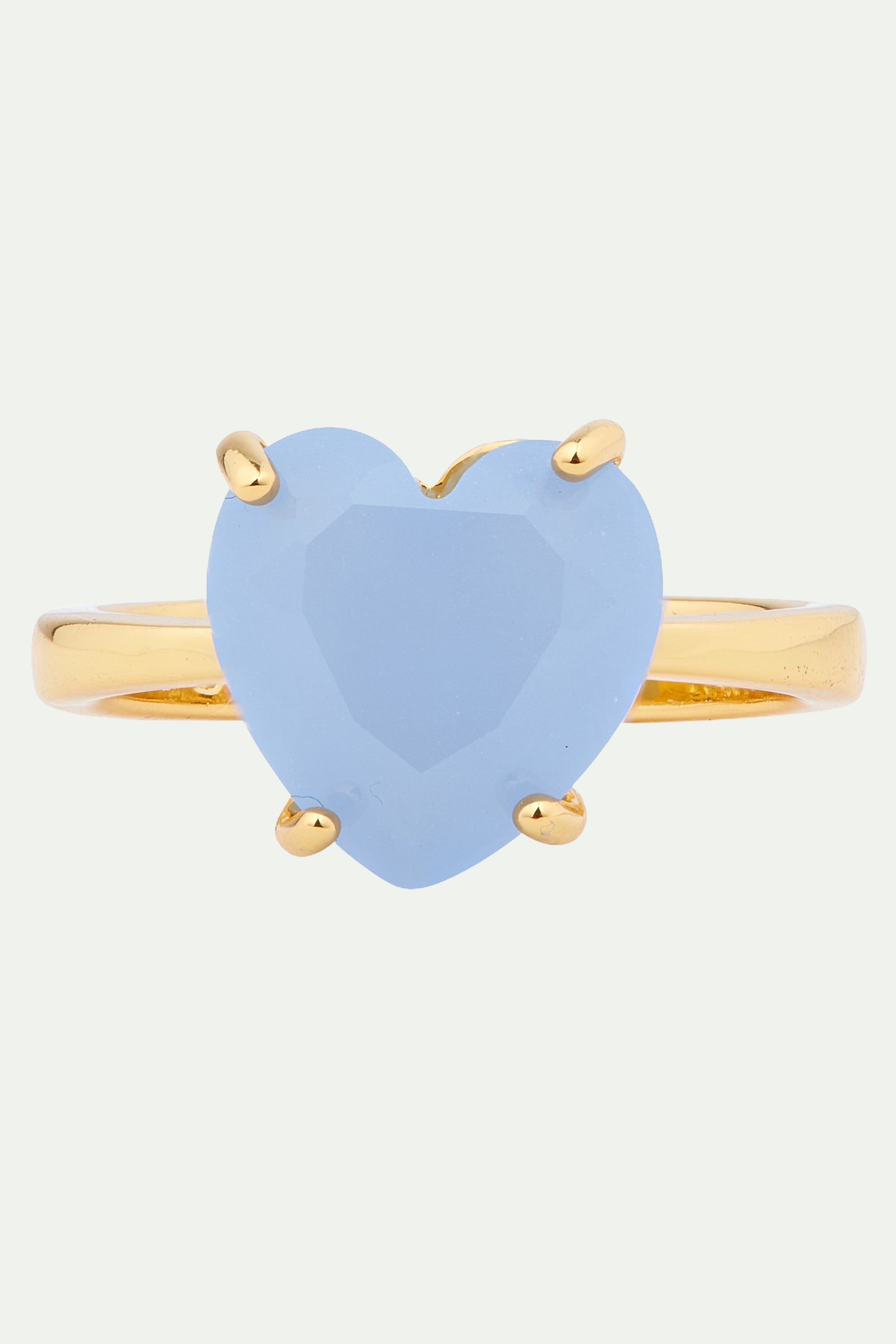 Sky blue Diamantine heart solitaire ring