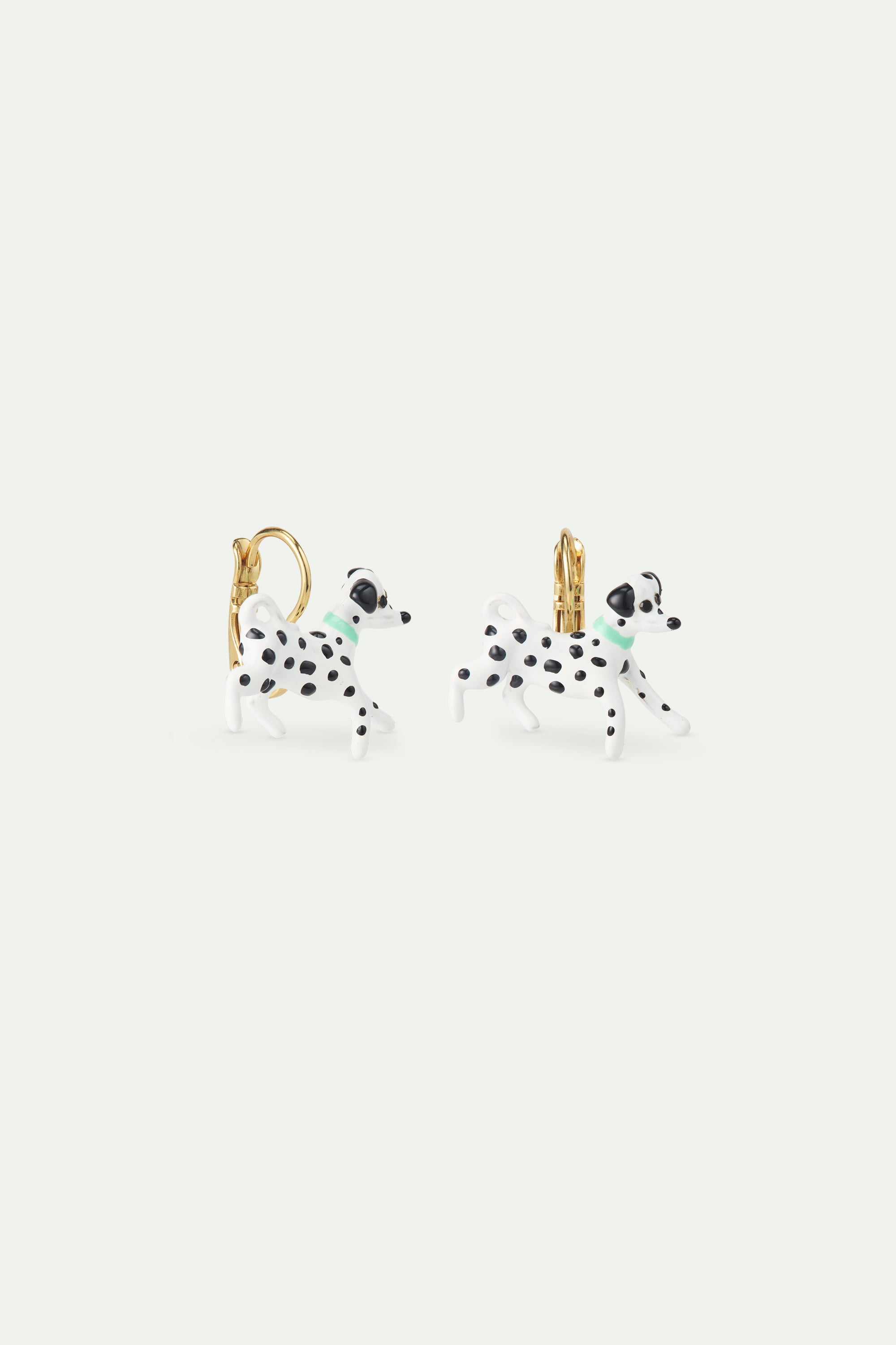 Black and white dalmatian sleeper earrings
