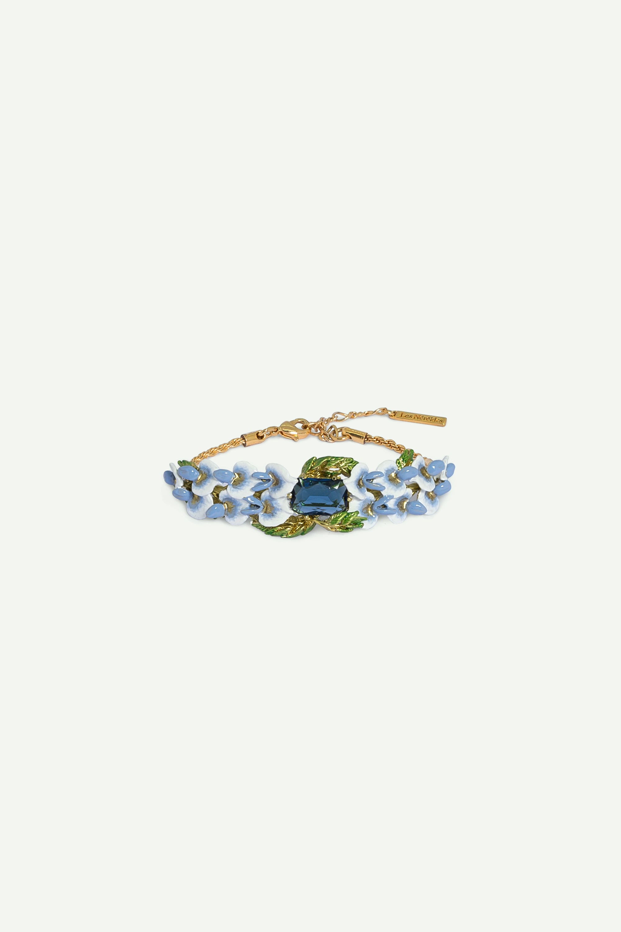 Wisteria and blue square facet stone bracelet