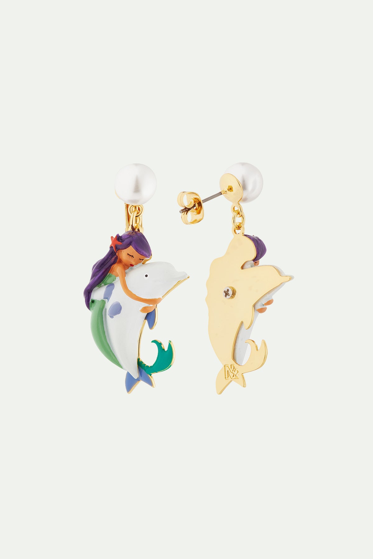 Pendientes sirena y delfín