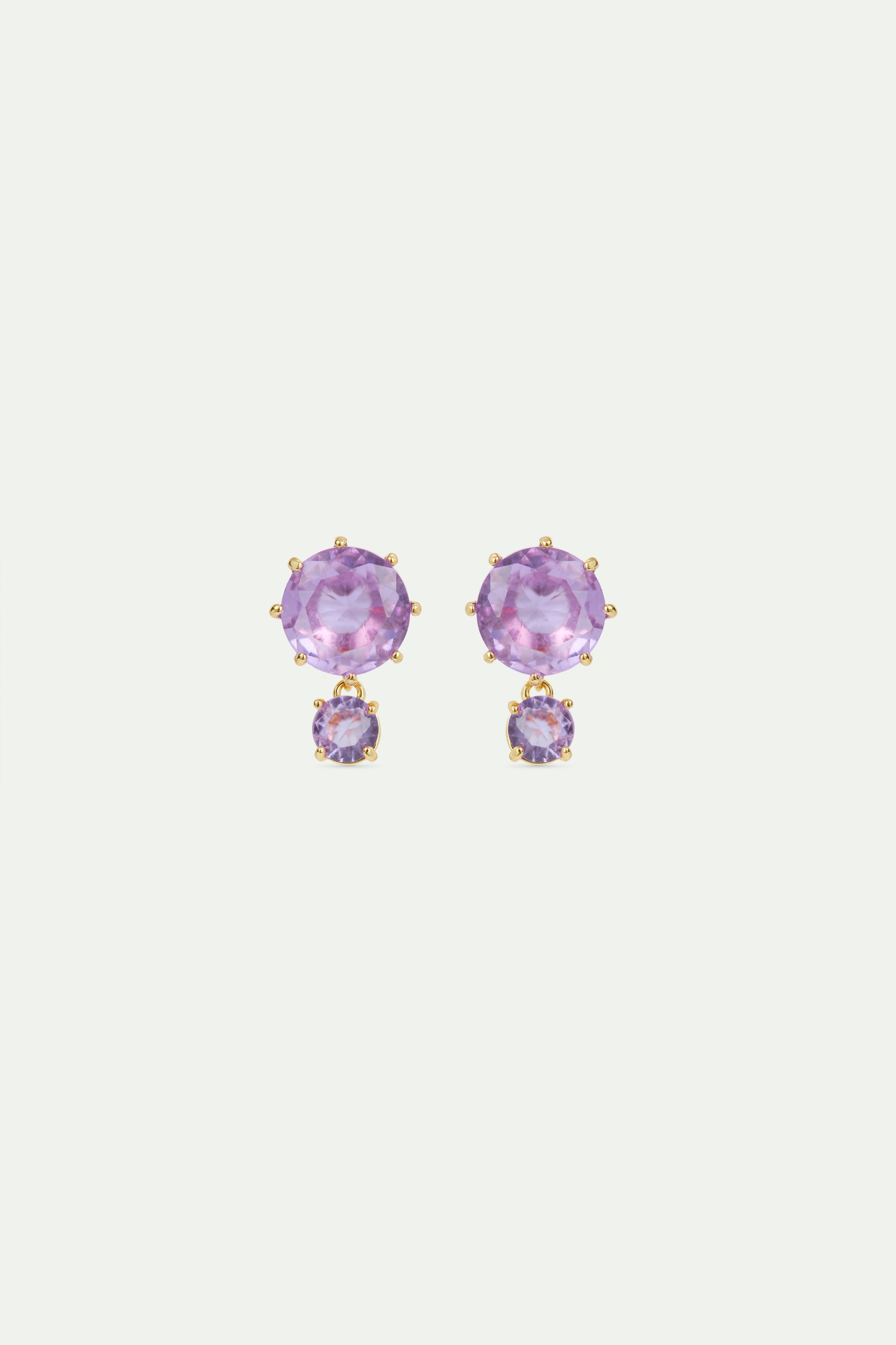 Lavender Diamantine two stone earrings