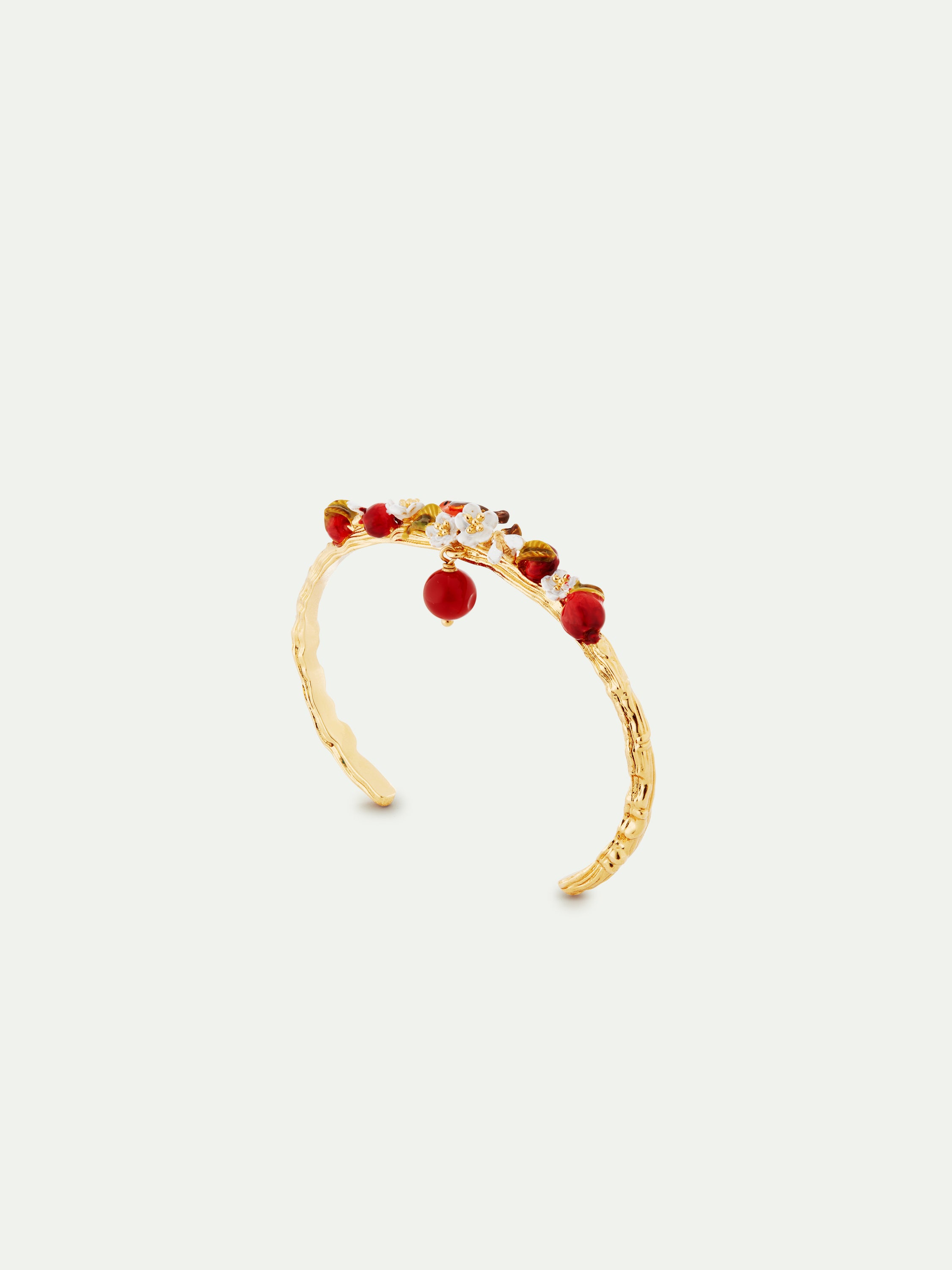 Apple, robin, bee and apple blossom cuff bracelet