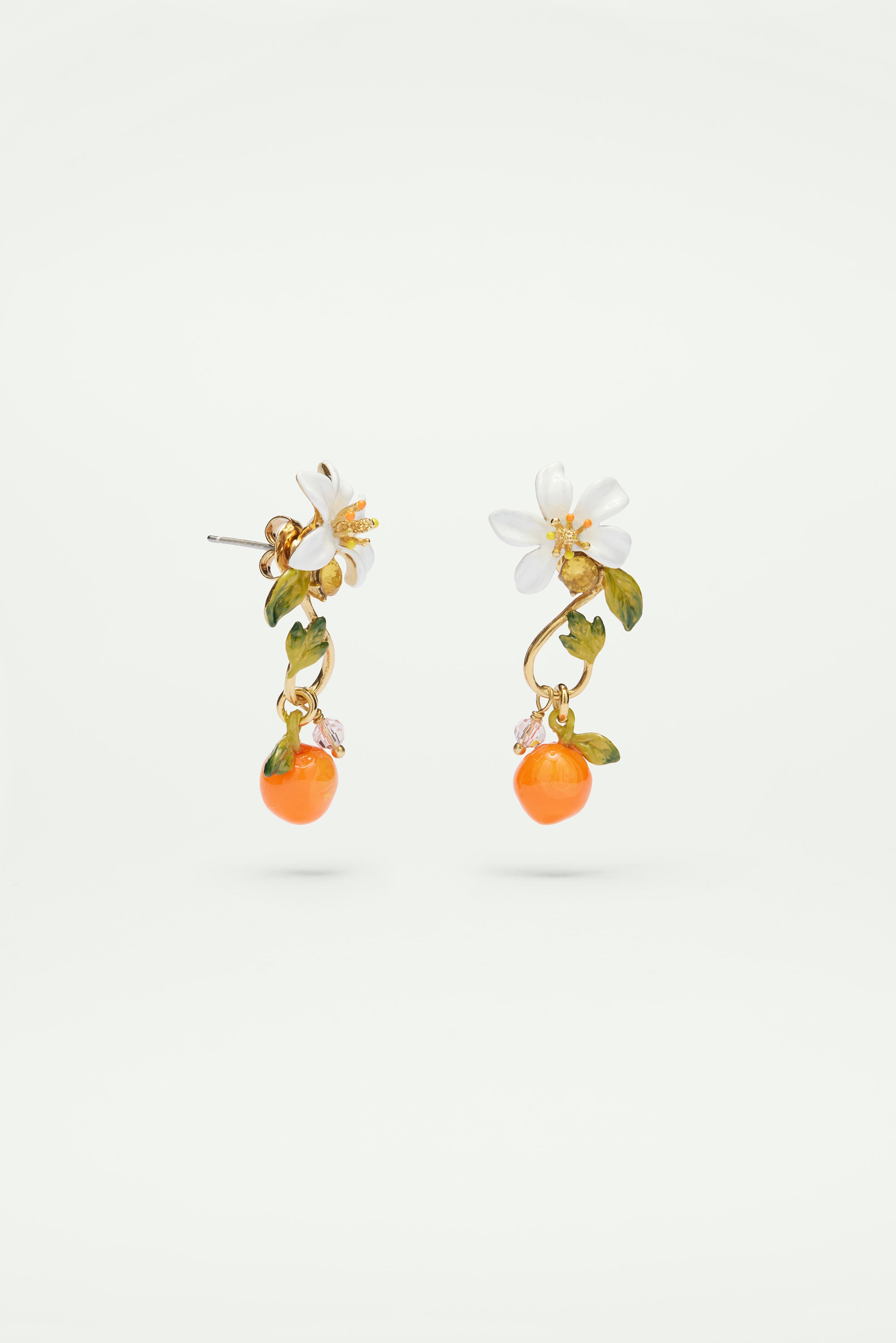 Orange and orange blossom baroque style Clip on earrings