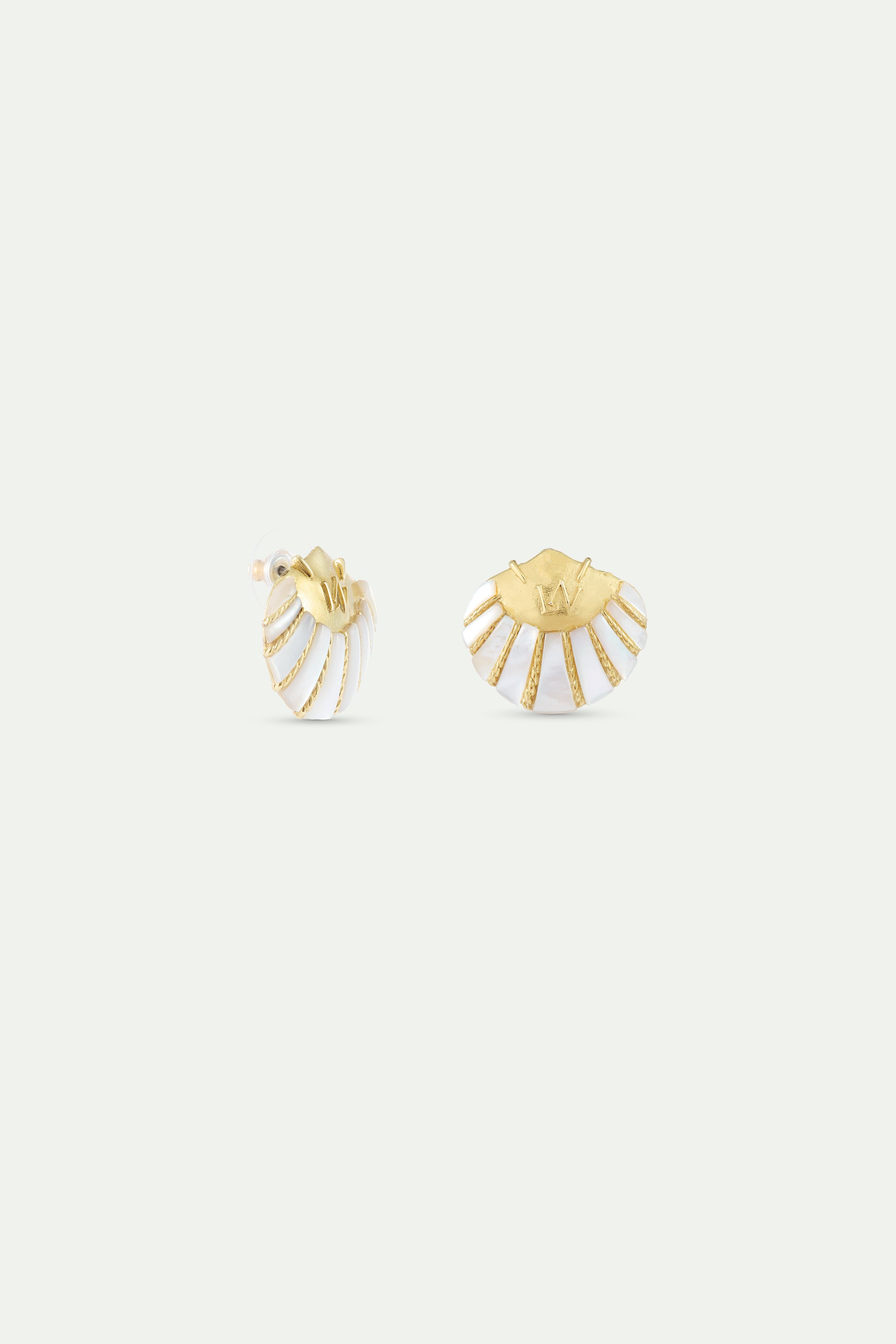 White and gold shell earrings