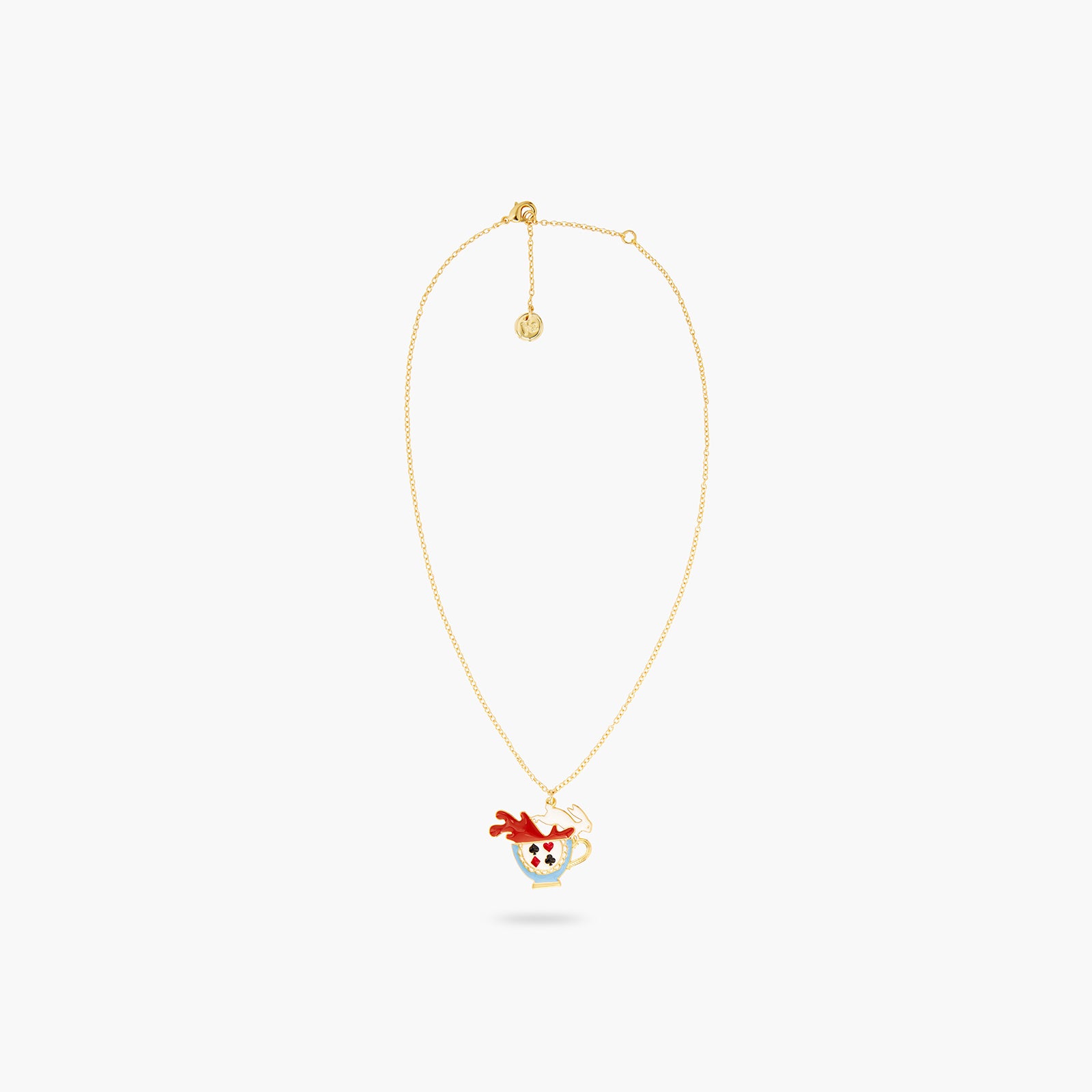 Tea cup and white rabbit pendant necklace