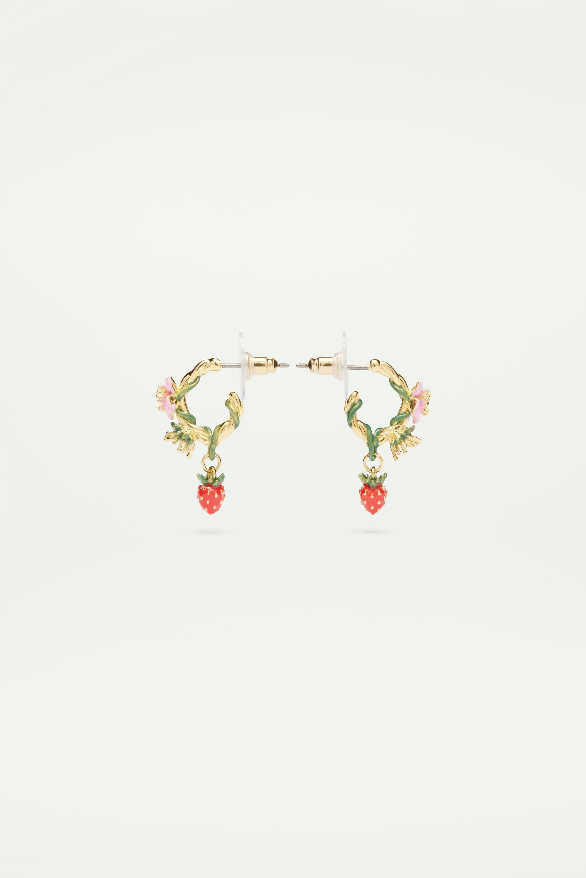 Wild strawberry post hoop earrings