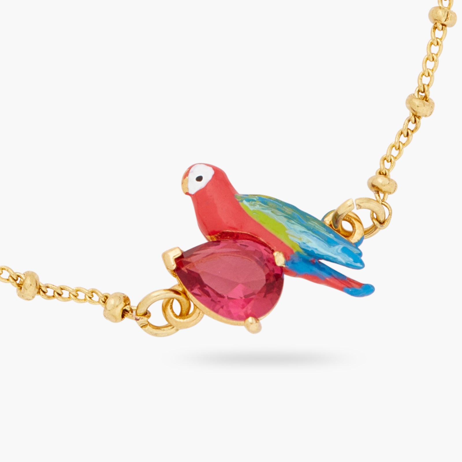 Parrot and faceted glass thin bracelet