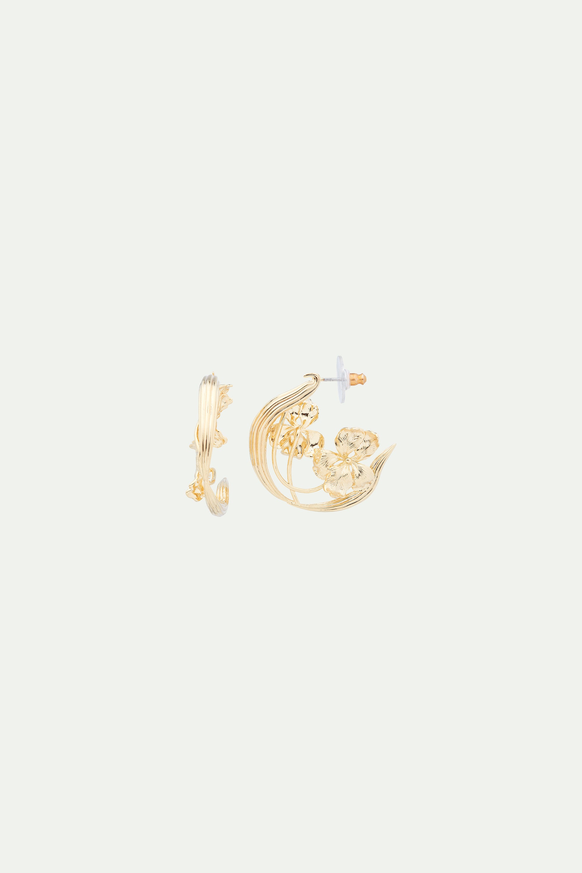 Gold Iris post hoop earrings