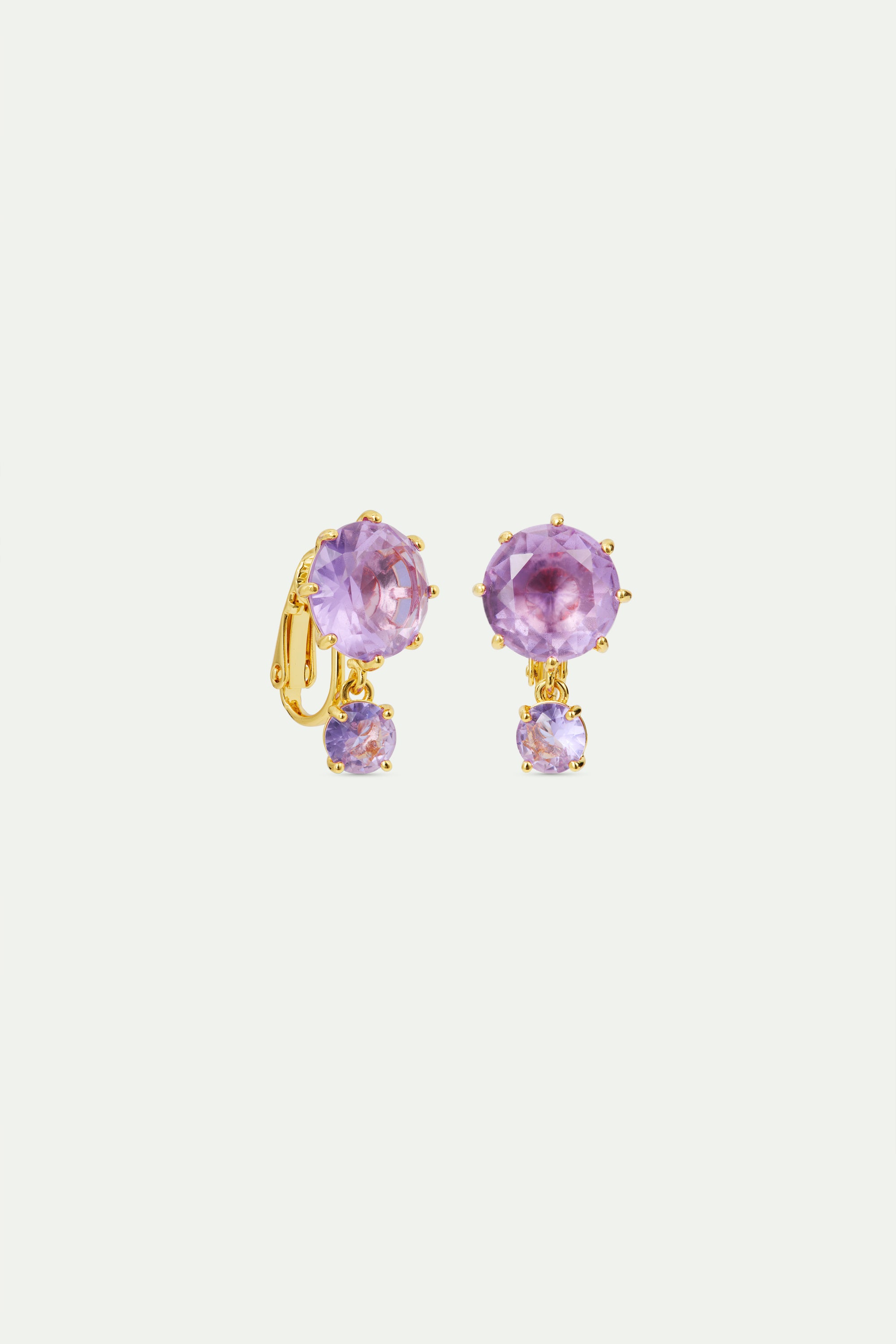 Lavender Diamantine two stone earrings