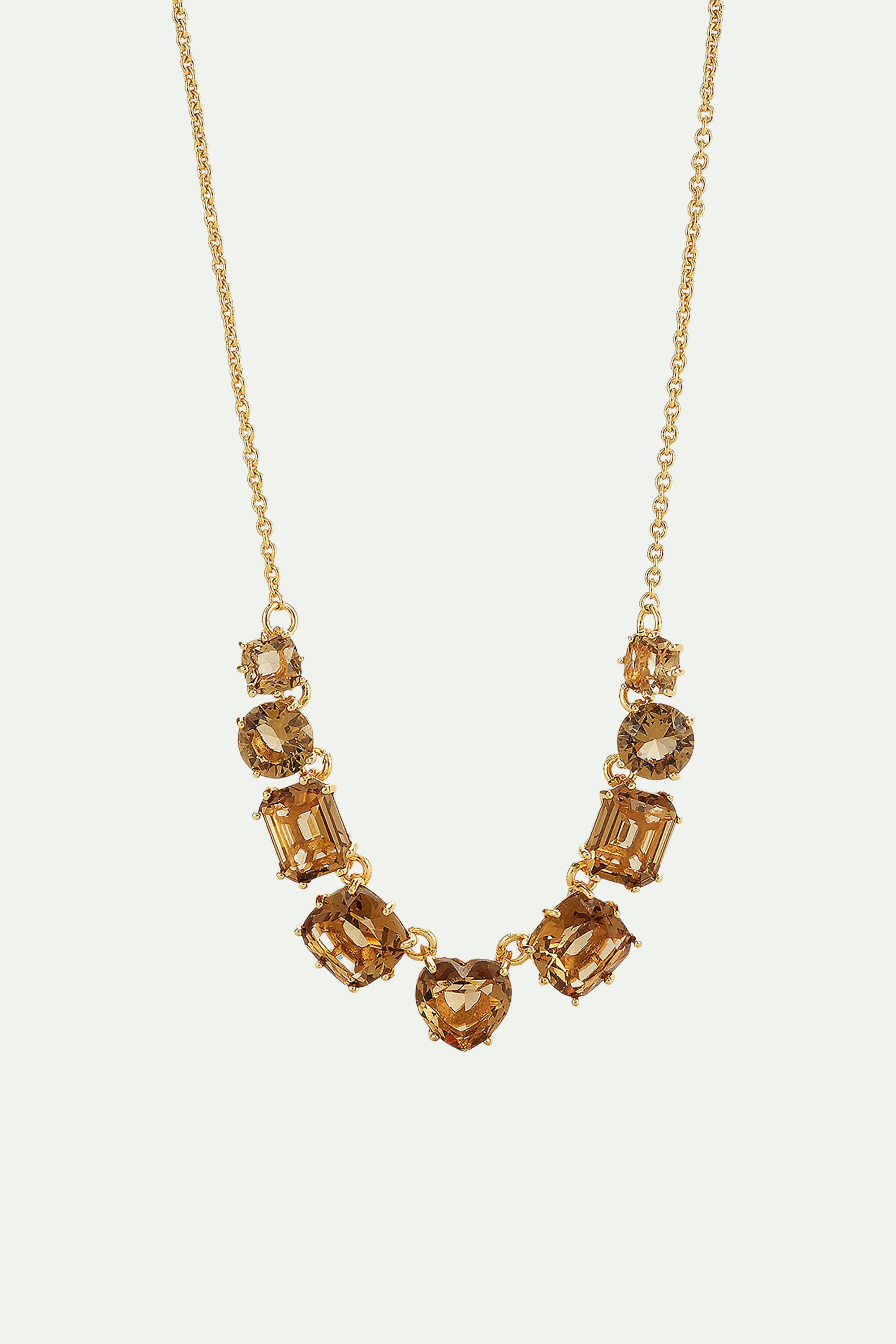 Golden brown diamantine fine 9 stone necklace